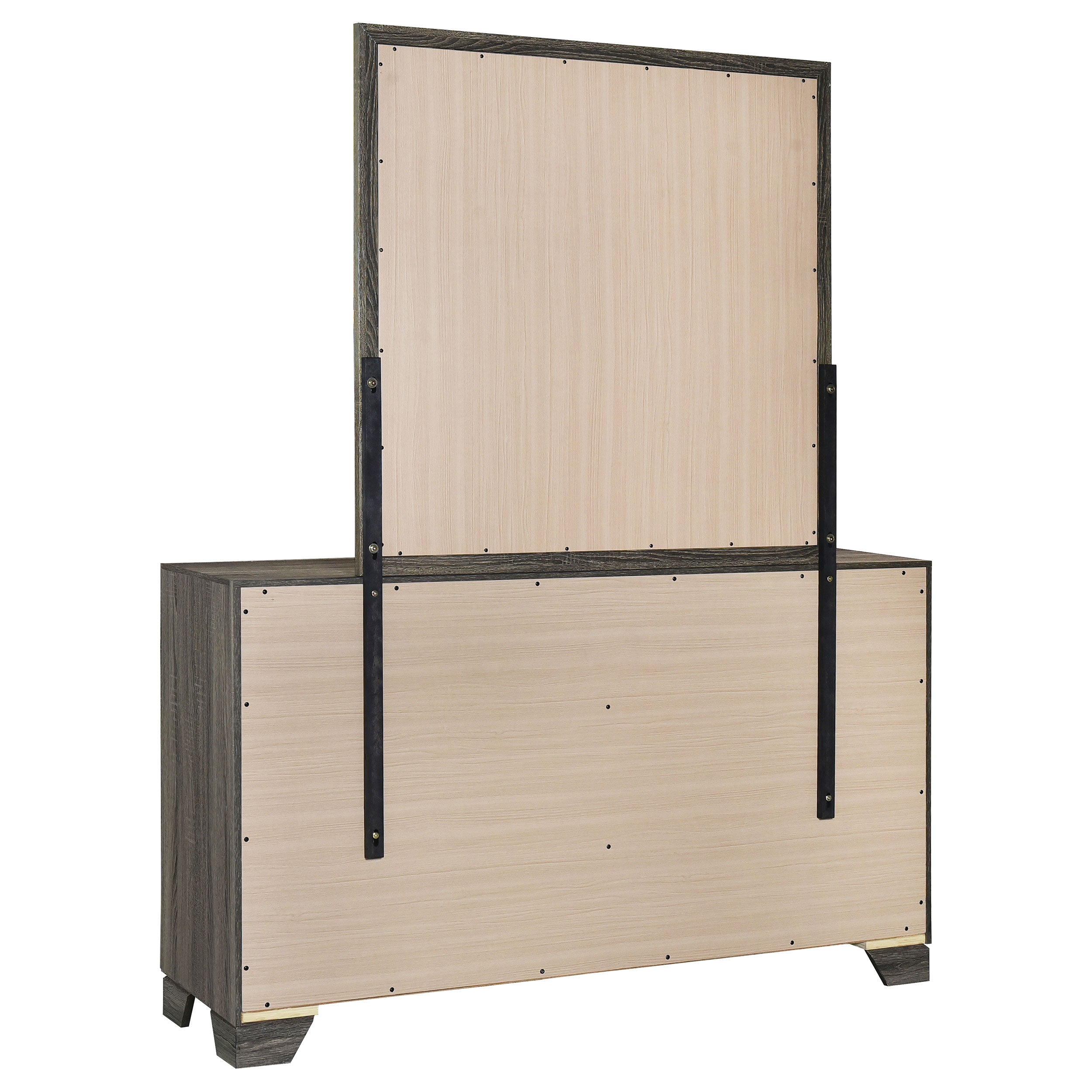 Wright 6-drawer Dresser and Mirror Brown Oak — view 6