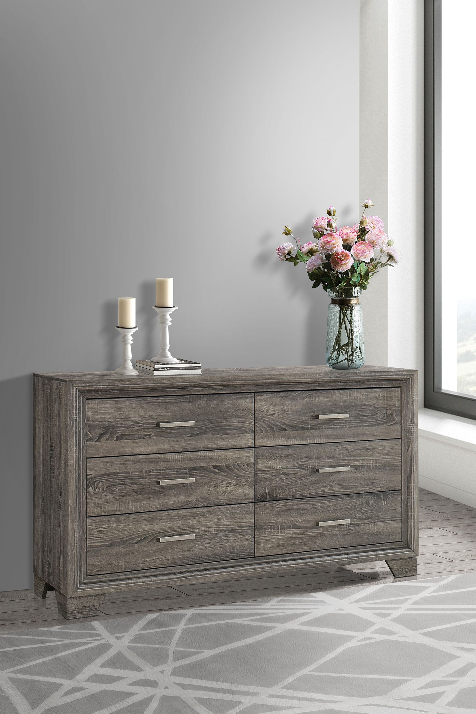 Wright 6-drawer Dresser Cabinet Brown Oak — view 2
