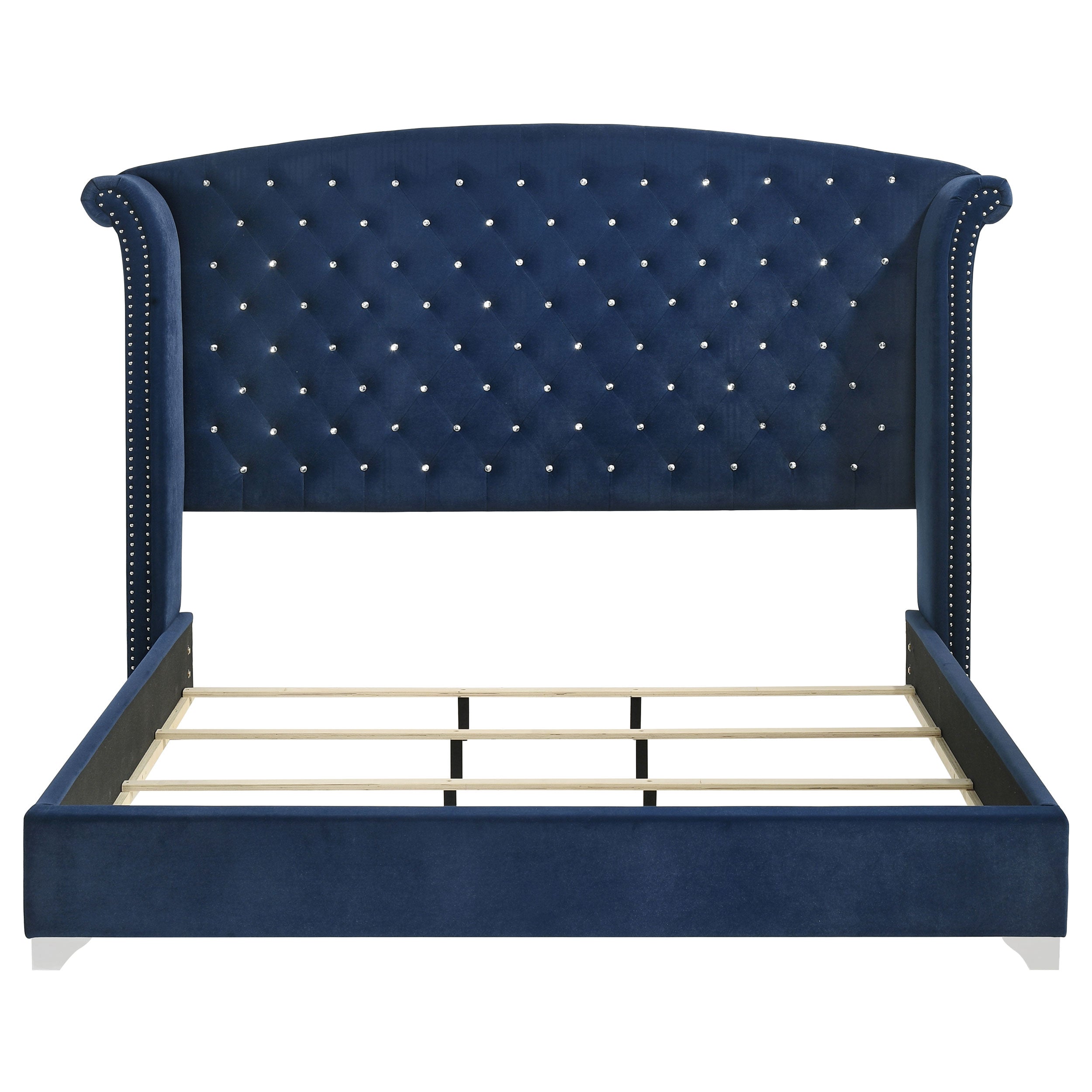 Melody Upholstered Eastern King Wingback Bed Pacific Blue — view 4