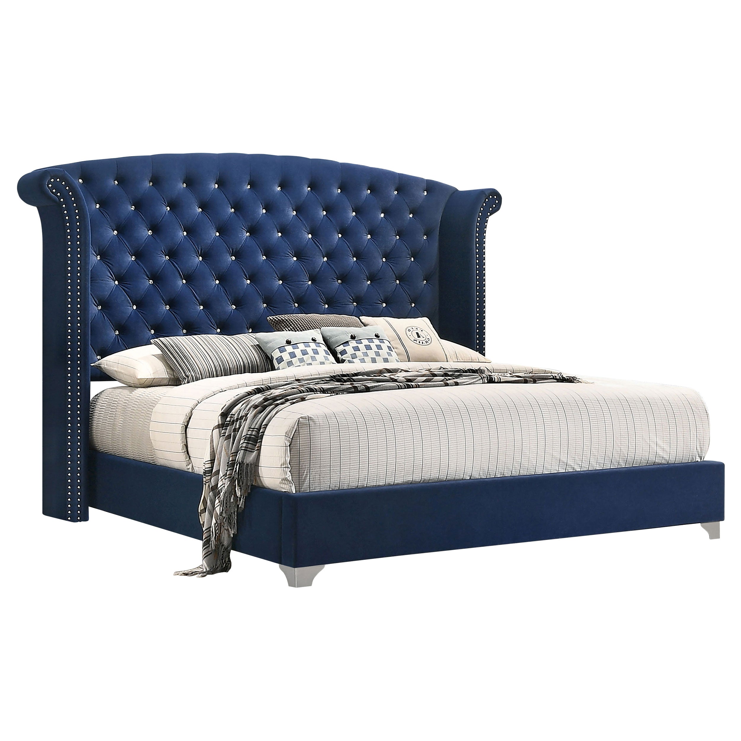 Melody Upholstered California King Wingback Bed Pacific Blue — view 1