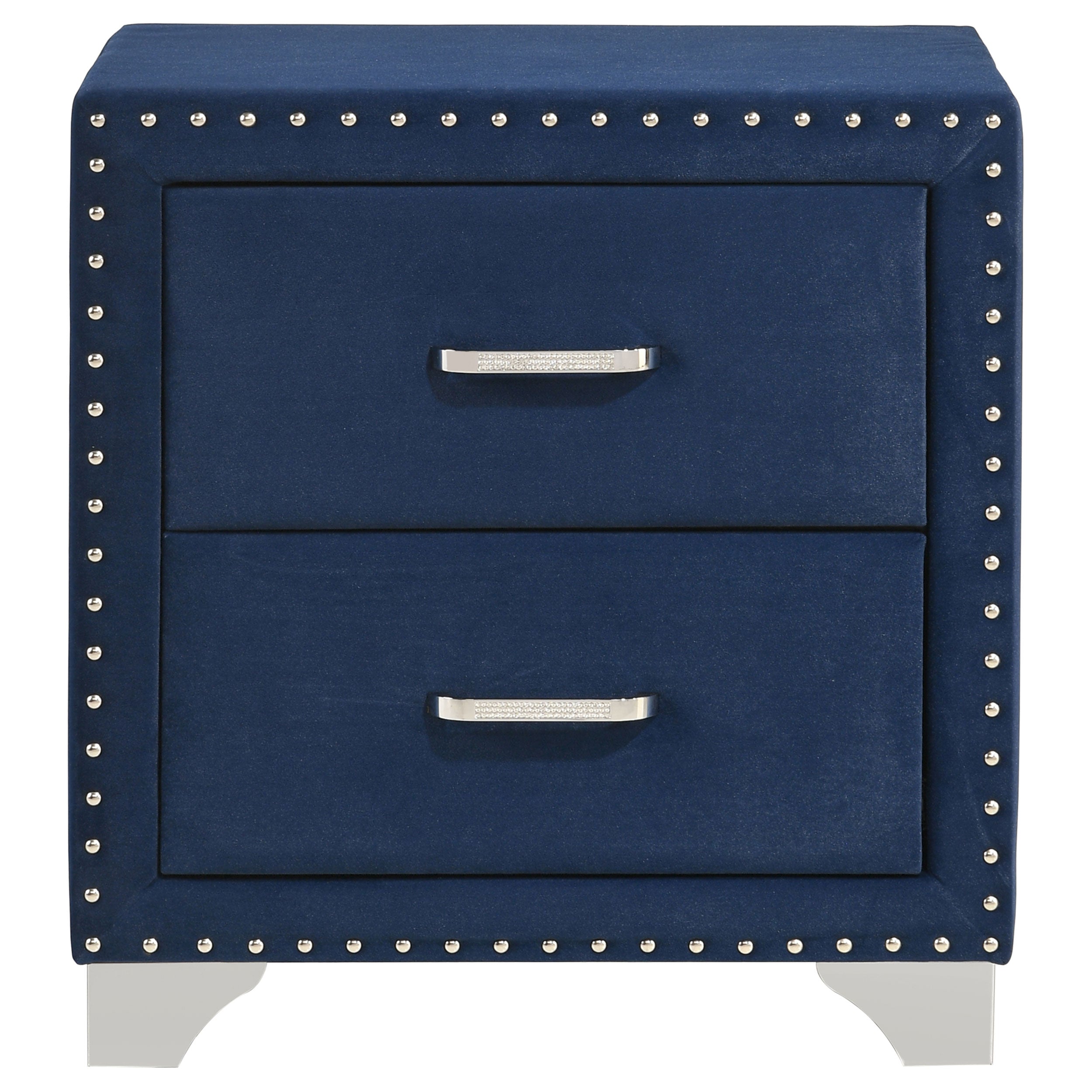 Melody Upholstered 2-drawer Nightstand Pacific Blue — view 3