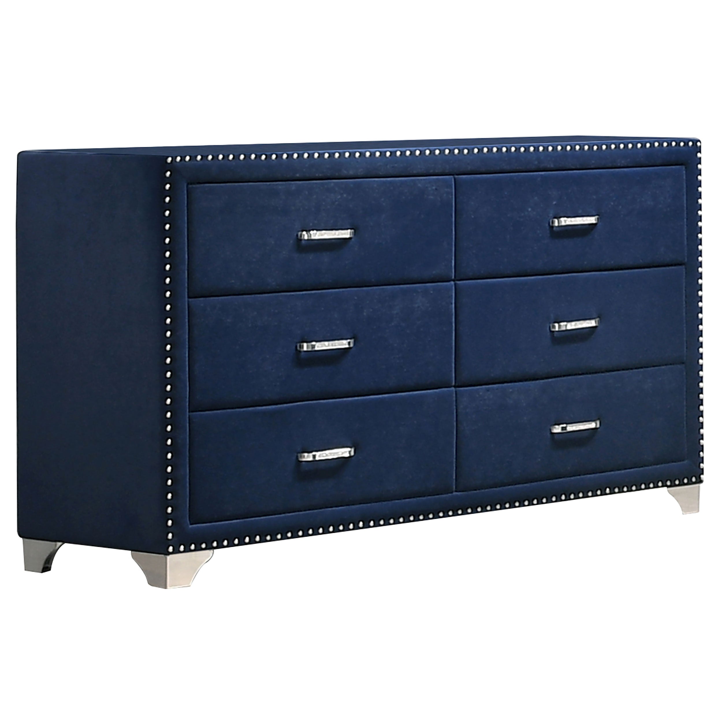 Melody 6-drawer Upholstered Dresser Pacific Blue — view 1