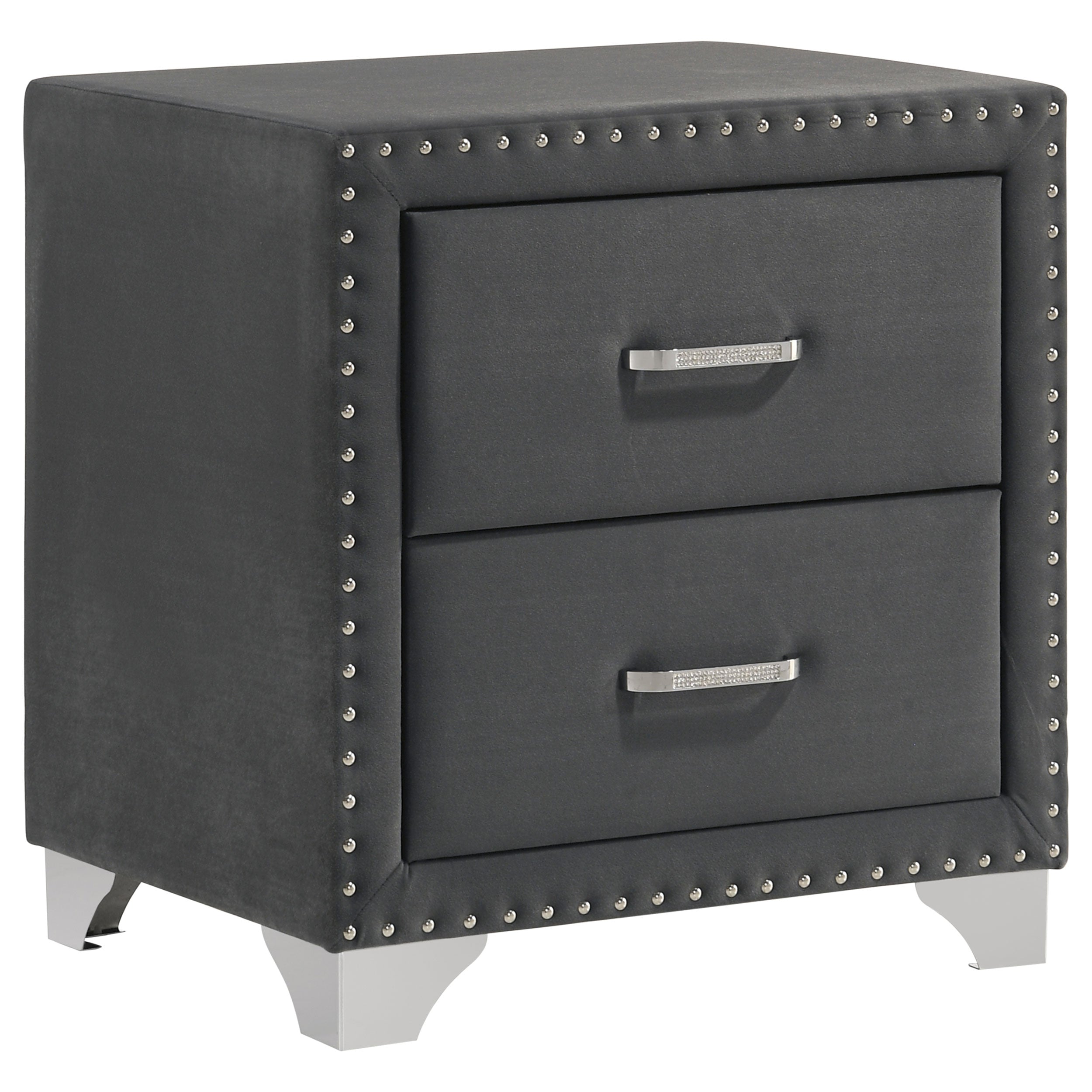 Melody Upholstered 2-drawer Nightstand Grey — view 1