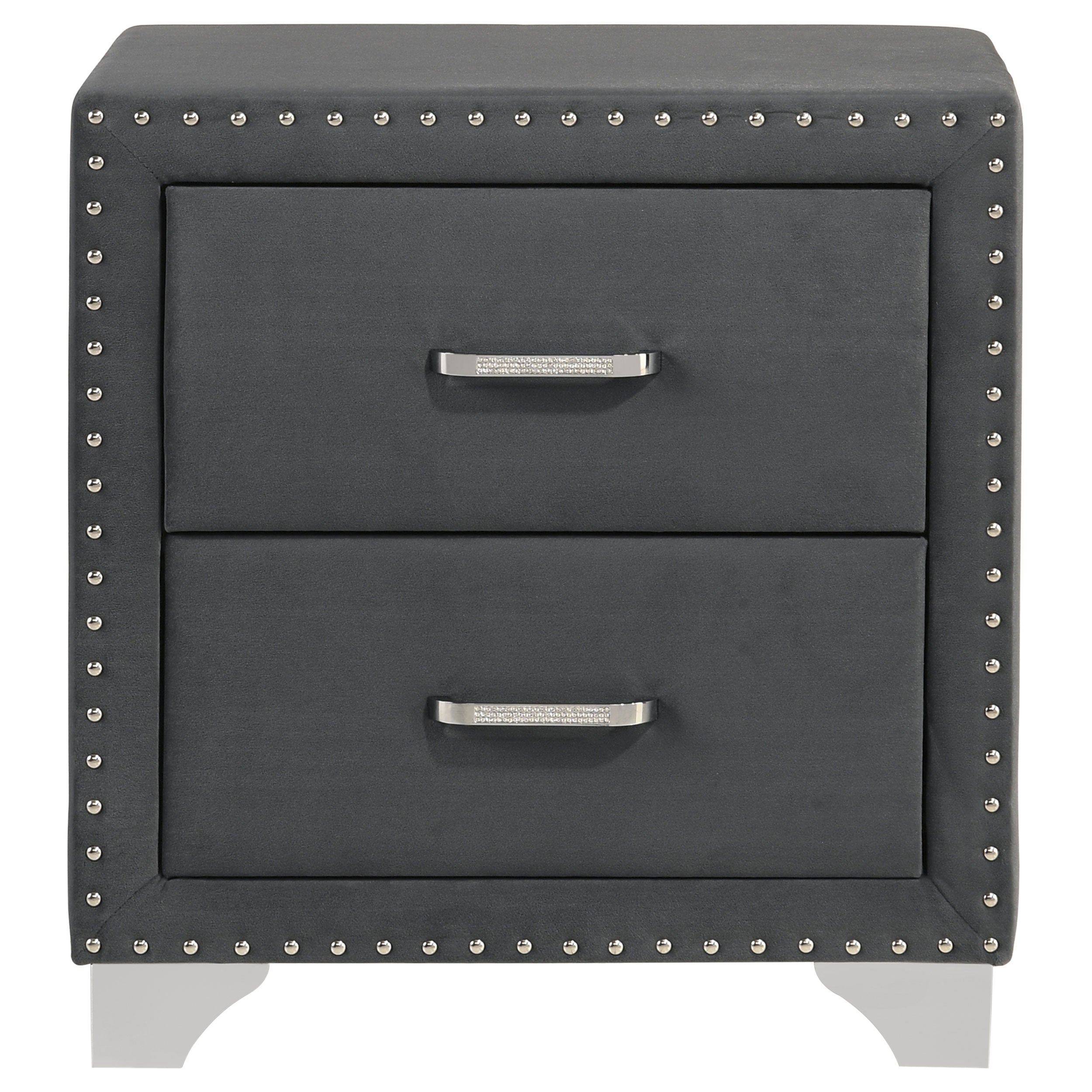 Melody Upholstered 2-drawer Nightstand Grey — view 3