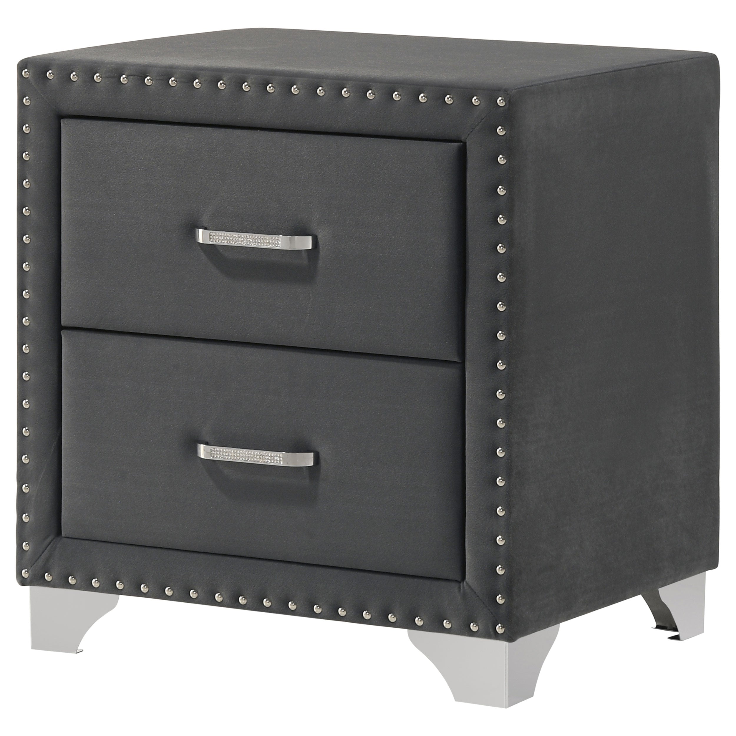 Melody Upholstered 2-drawer Nightstand Grey — view 4