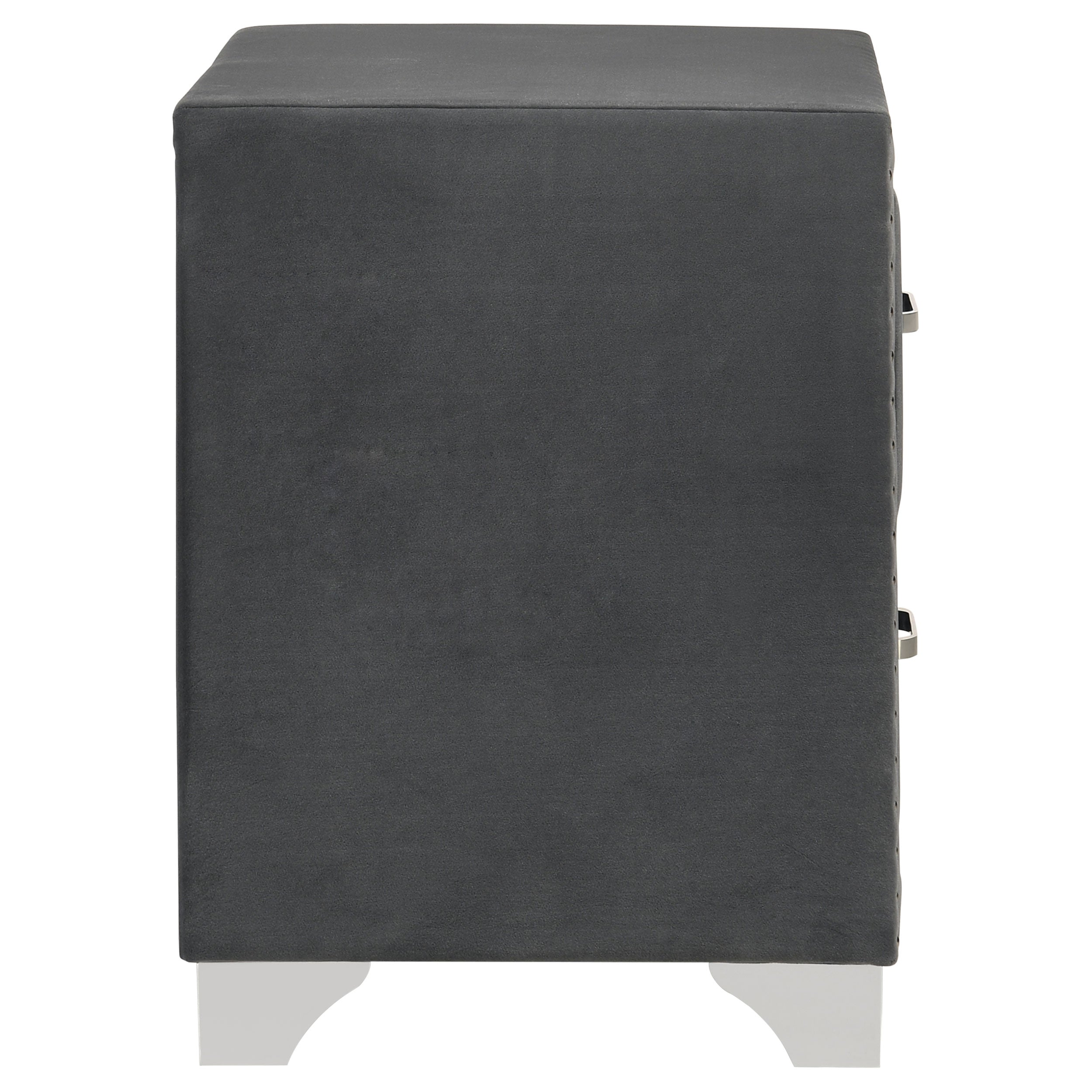 Melody Upholstered 2-drawer Nightstand Grey — view 9