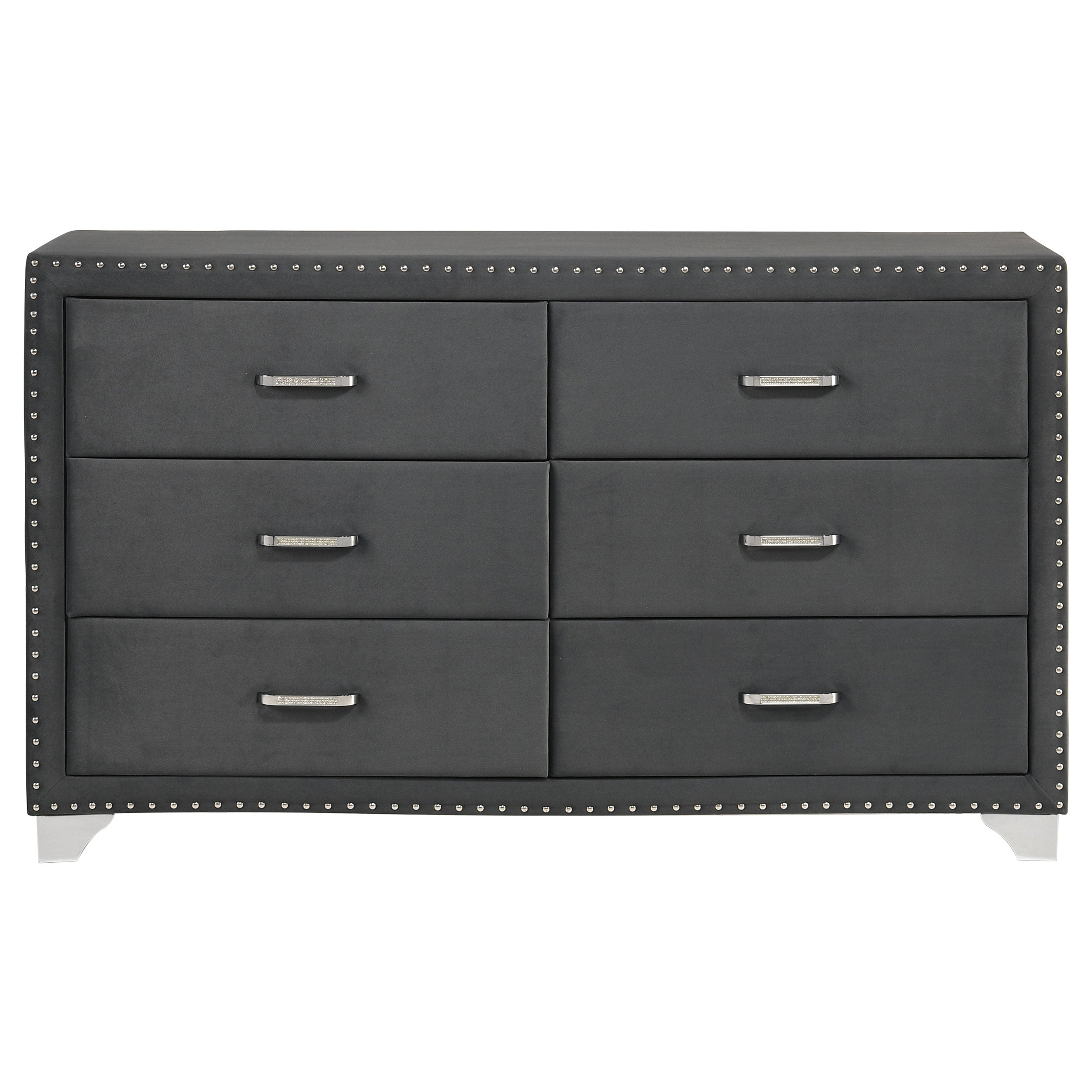 Melody 6-drawer Upholstered Dresser Grey — view 3