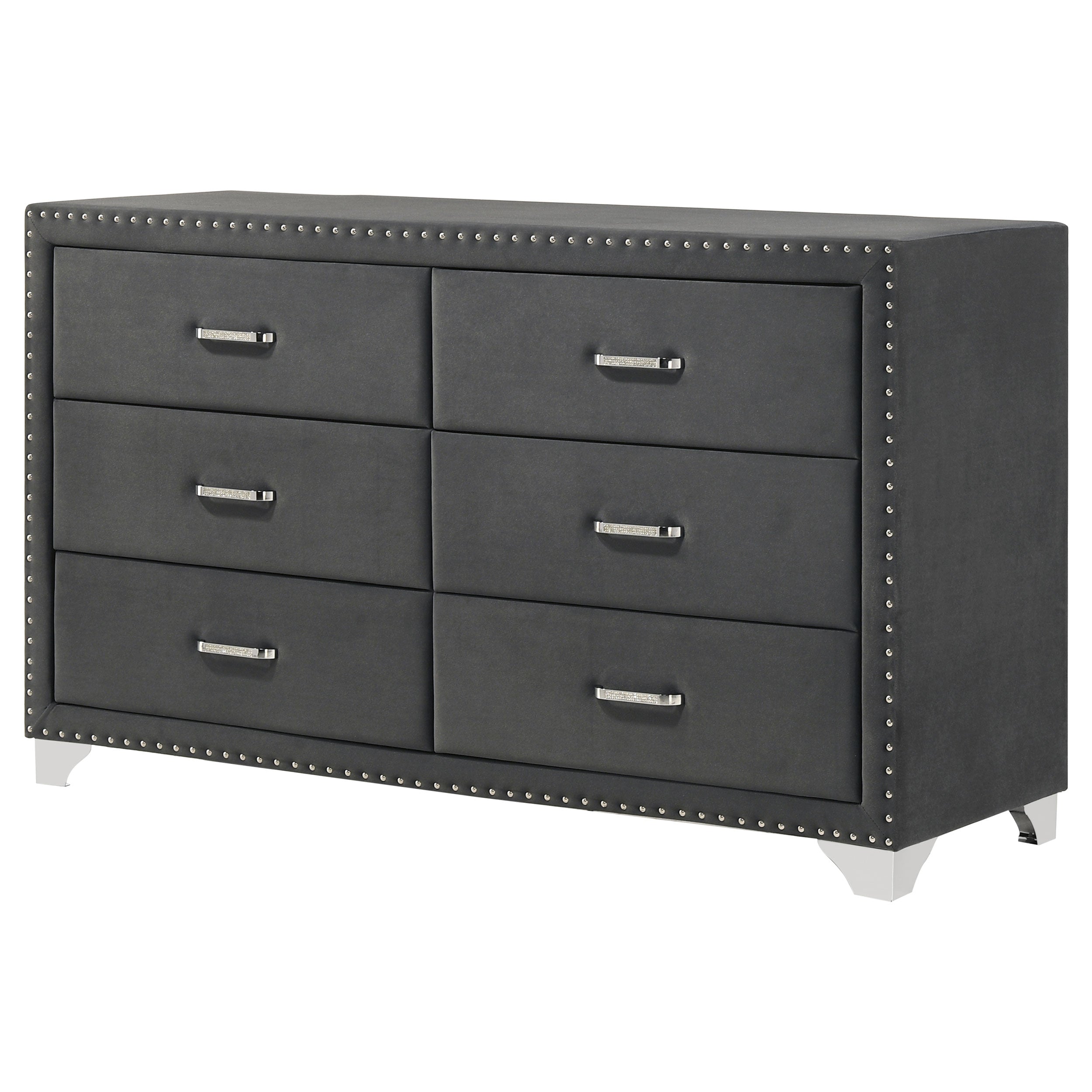 Melody 6-drawer Upholstered Dresser Grey — view 4
