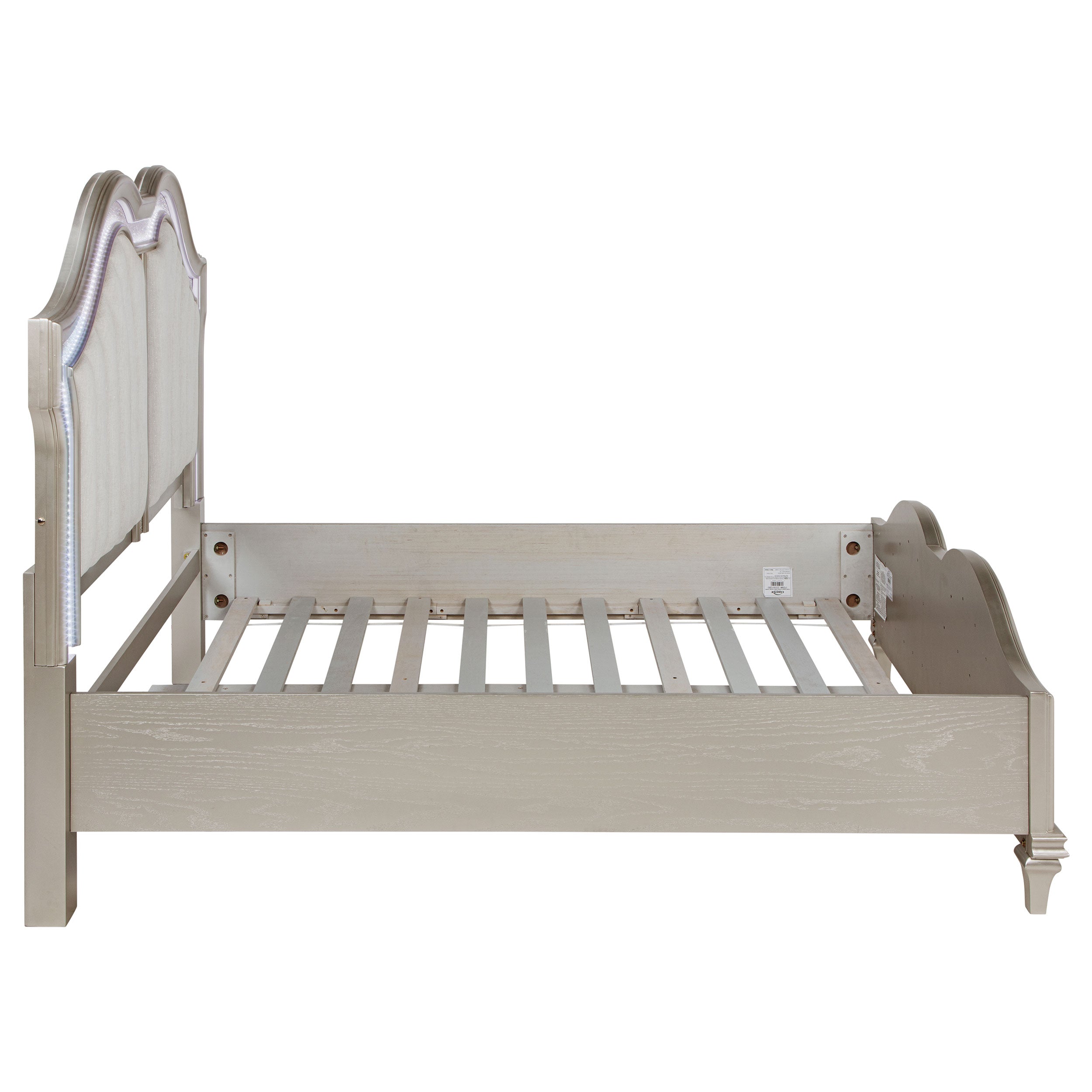 Evangeline Wood Queen LED Panel Bed Silver Oak — view 6