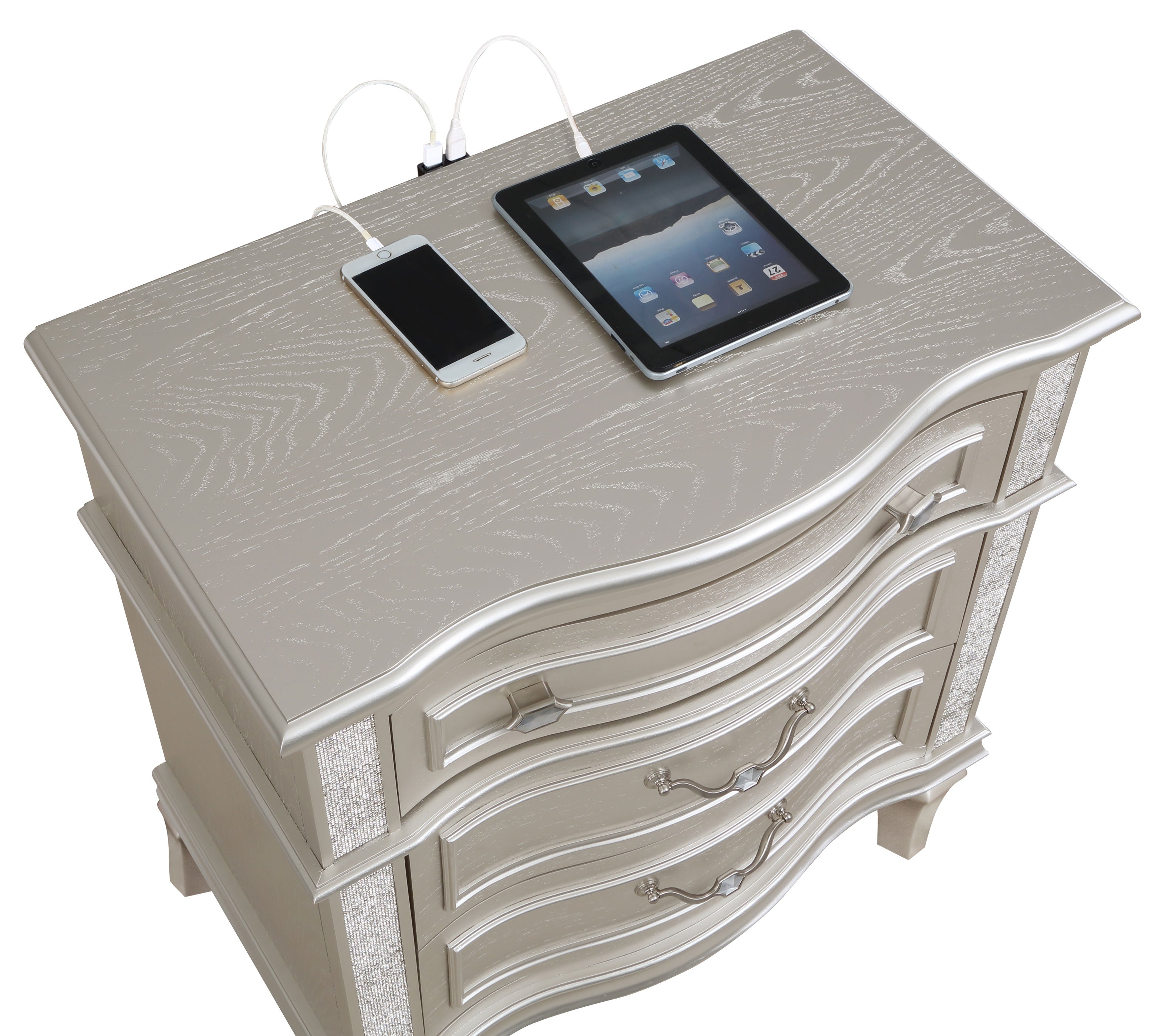 Evangeline 3-drawer Nightstand Silver Oak — view 11