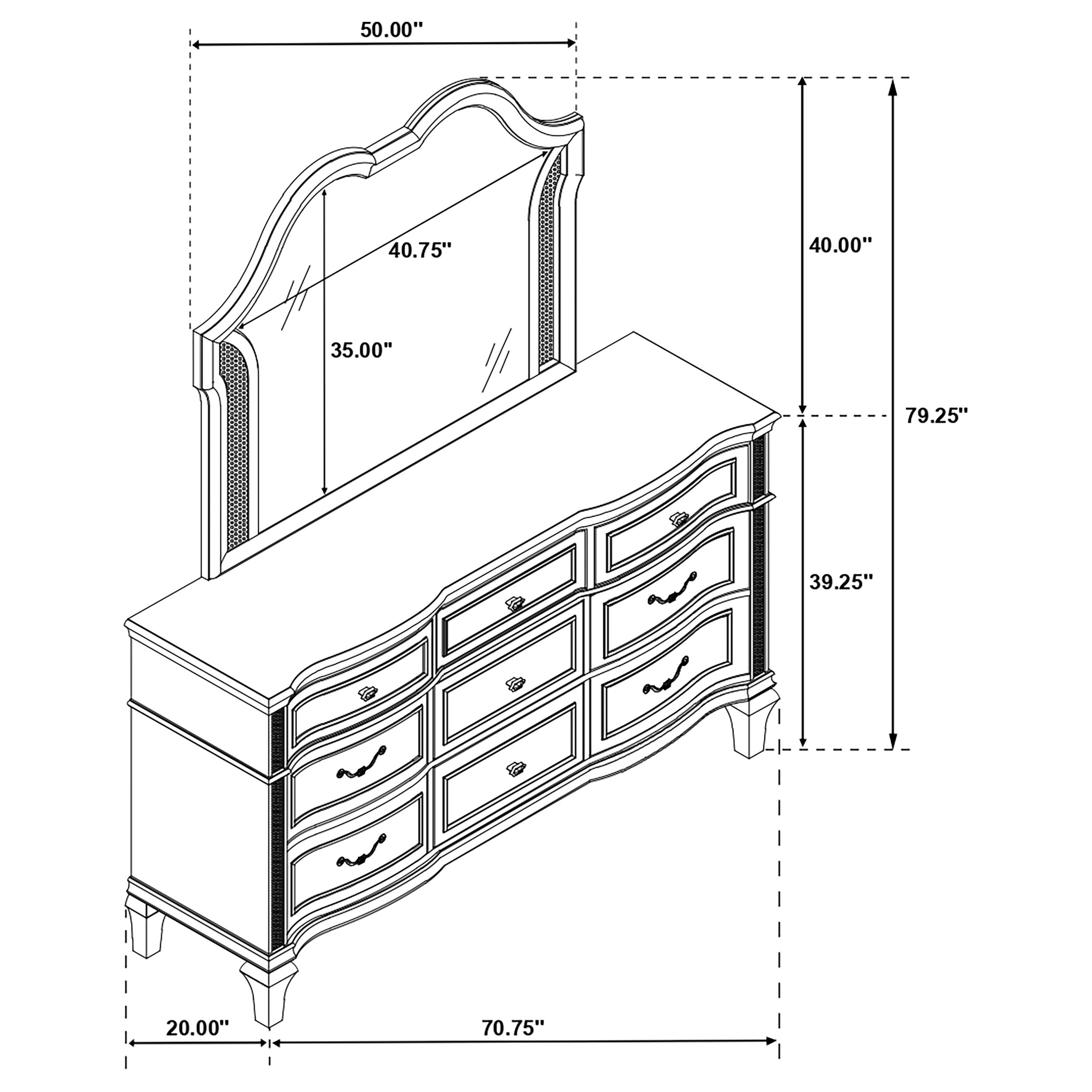 Evangeline 9-drawer Dresser with Mirror Silver Oak — view 14