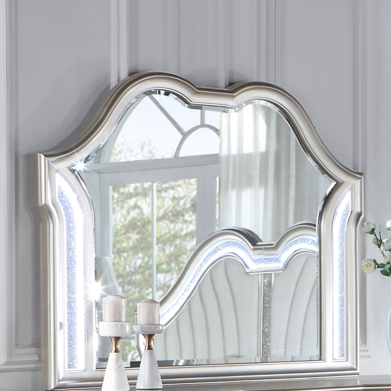Evangeline Dresser Mirror Silver Oak — view 5