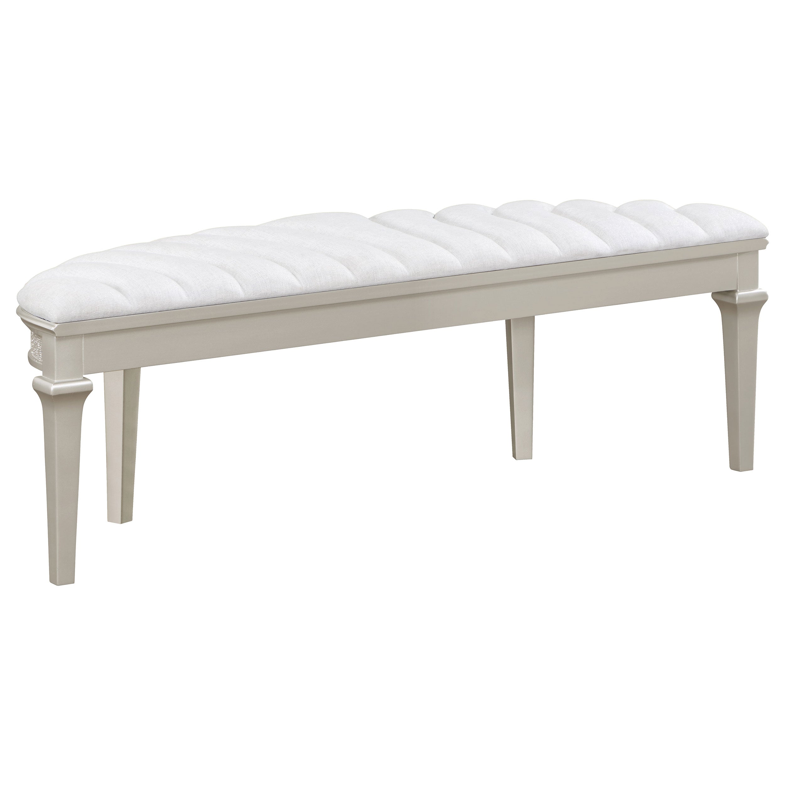 Evangeline Curved Fabric Upholstered Bench Silver Oak — view 6