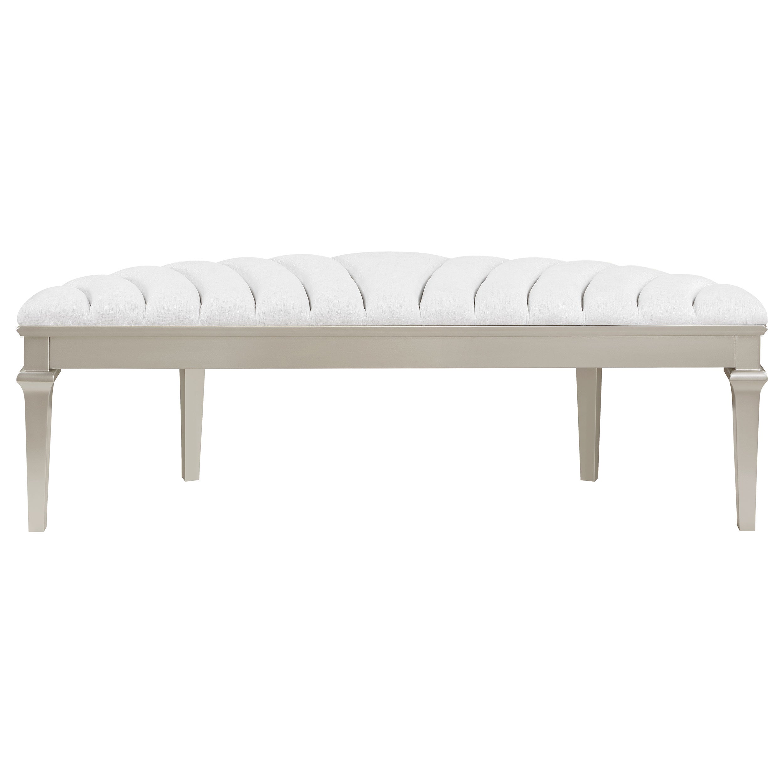 Evangeline Curved Fabric Upholstered Bench Silver Oak — view 7