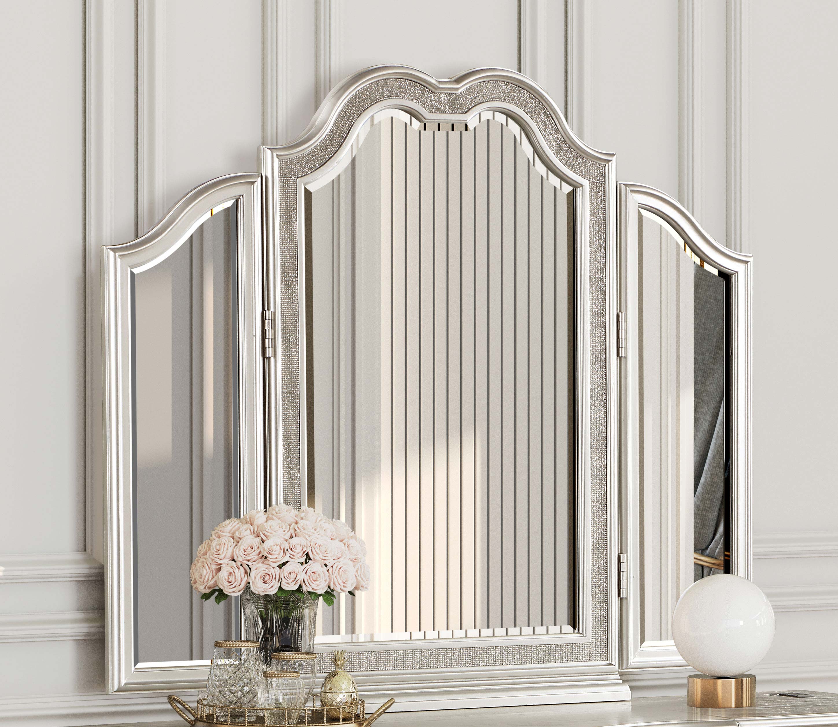 Evangeline Tri-Fold Vanity Mirror Silver Oak — view 2