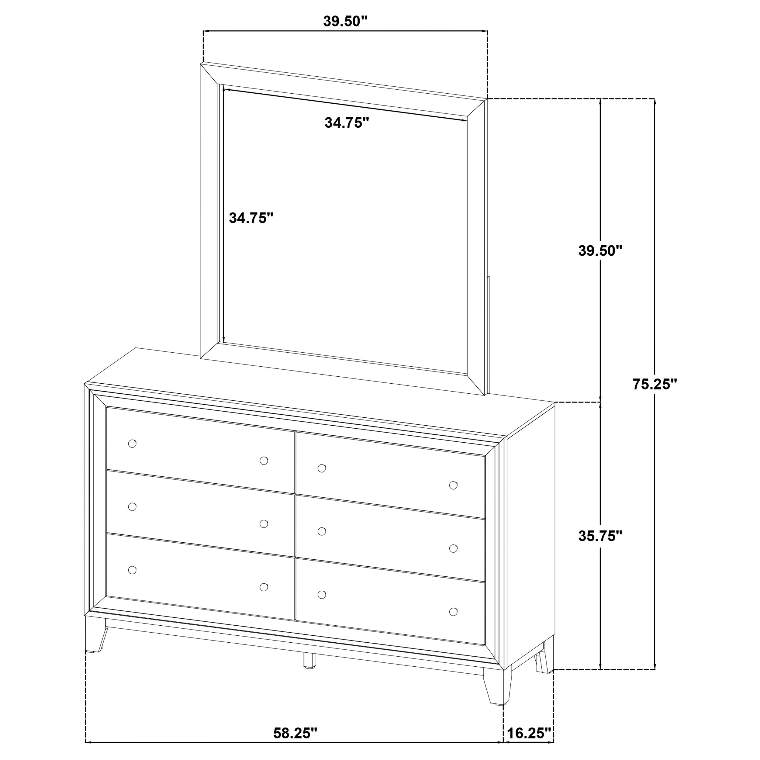 Welsley 6-drawer Dresser and Mirror Walnut — view 13
