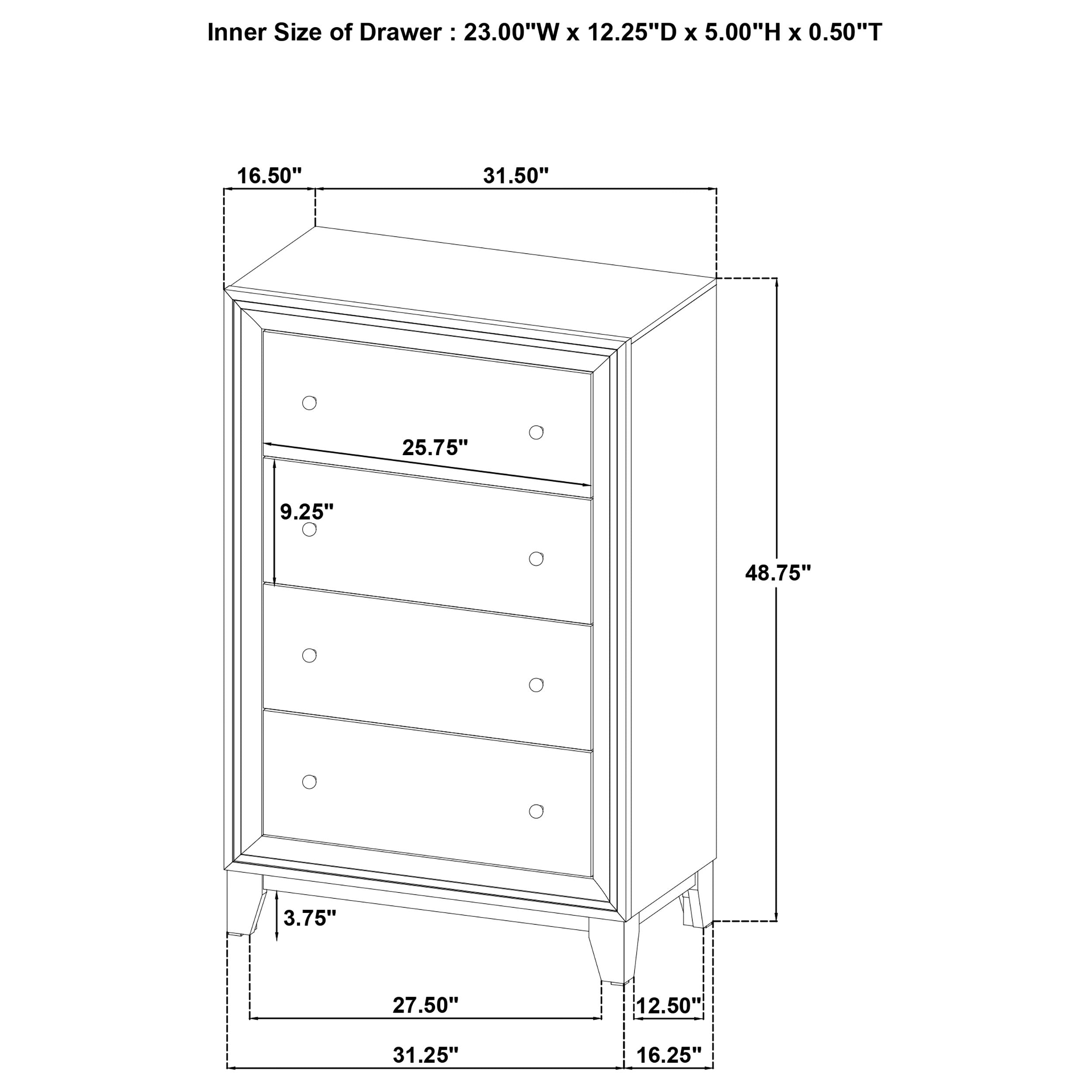 Welsley 4-drawer Chest of Drawers Walnut — view 13