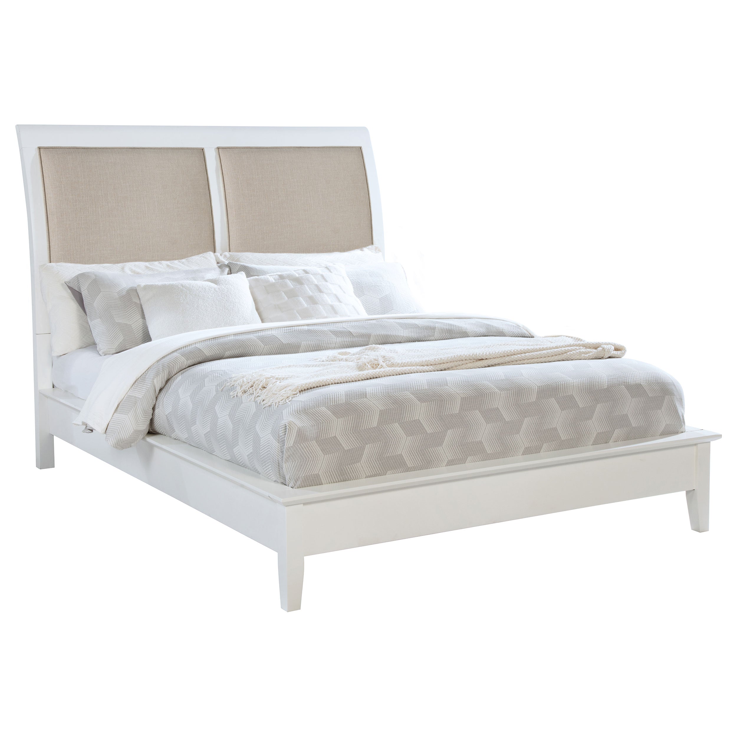 Bexhill 56-inch Upholstered Queen Panel Bed White — view 3