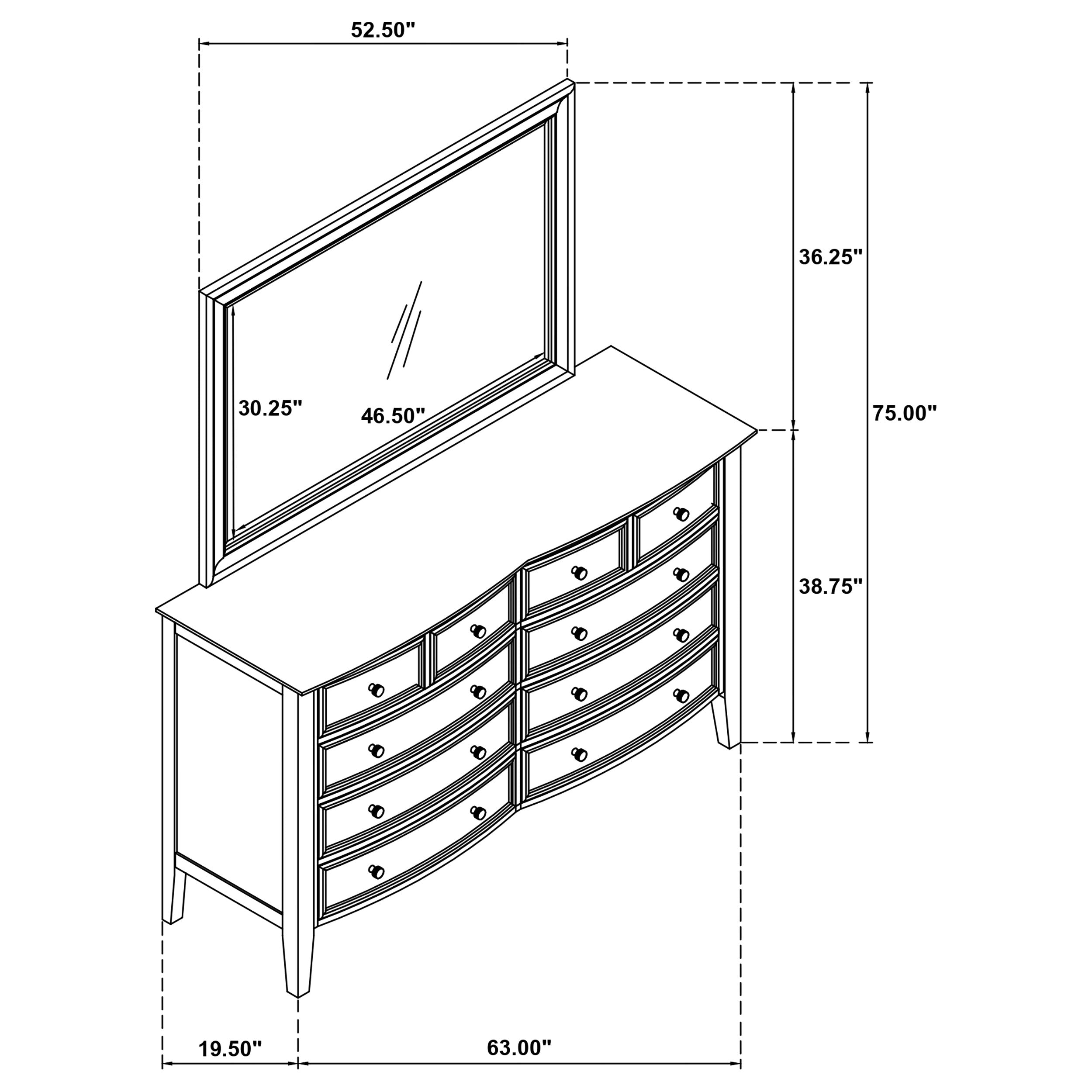 Bexhill 10-drawer Dresser and Mirror White — view 13