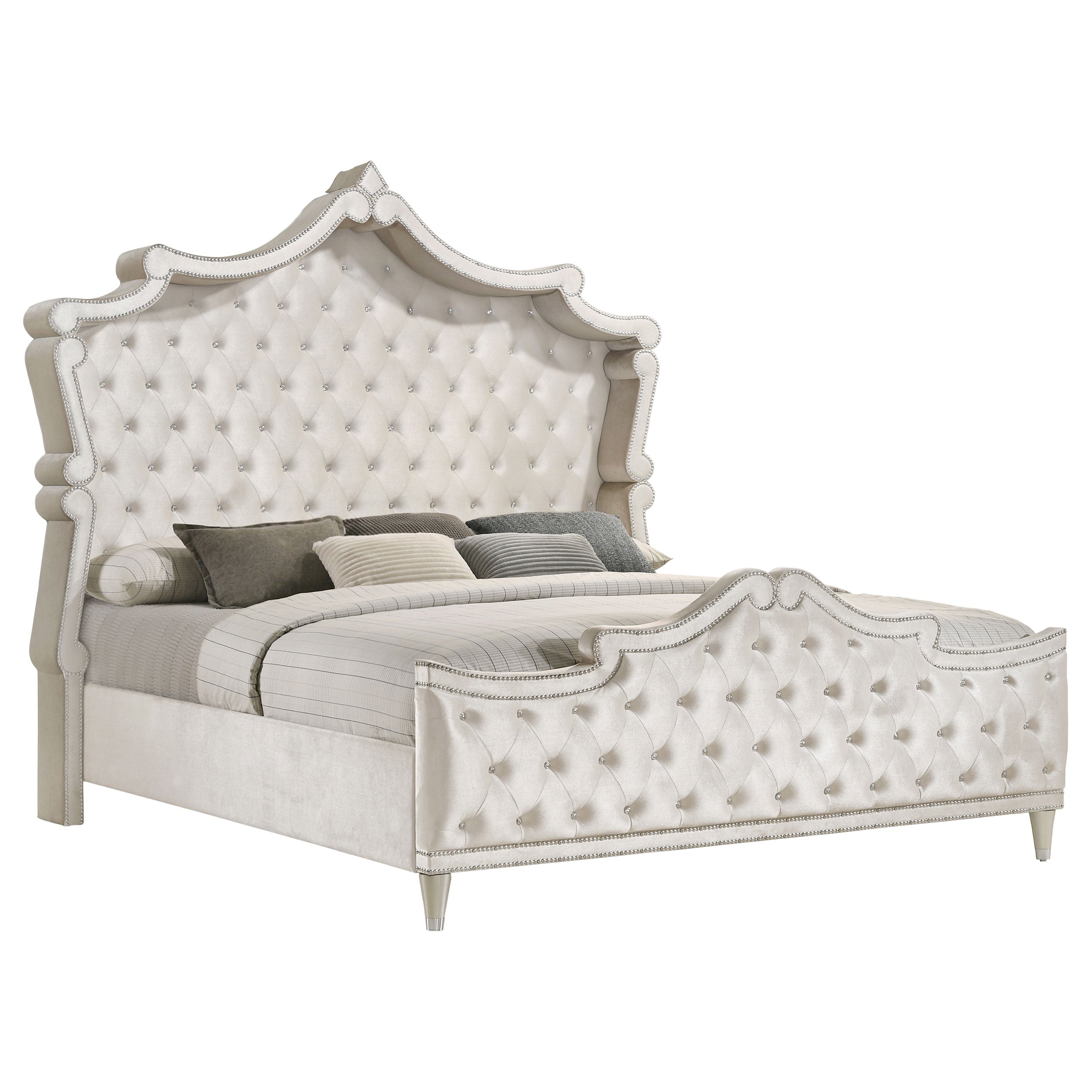 Antonella Upholstered California King Panel Bed Ivory — view 1