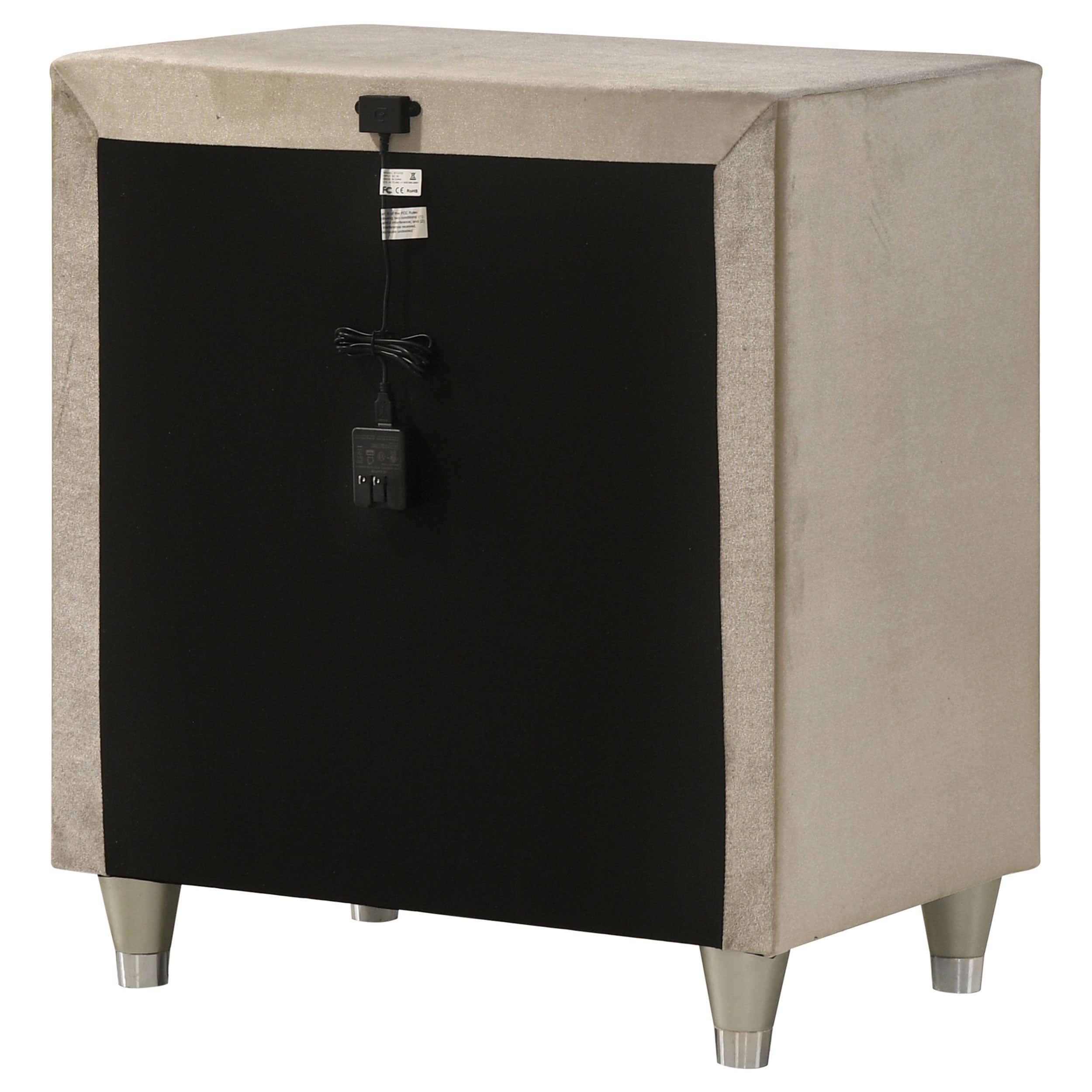 Antonella Upholstered 3-drawer Nightstand Ivory and Camel — view 8