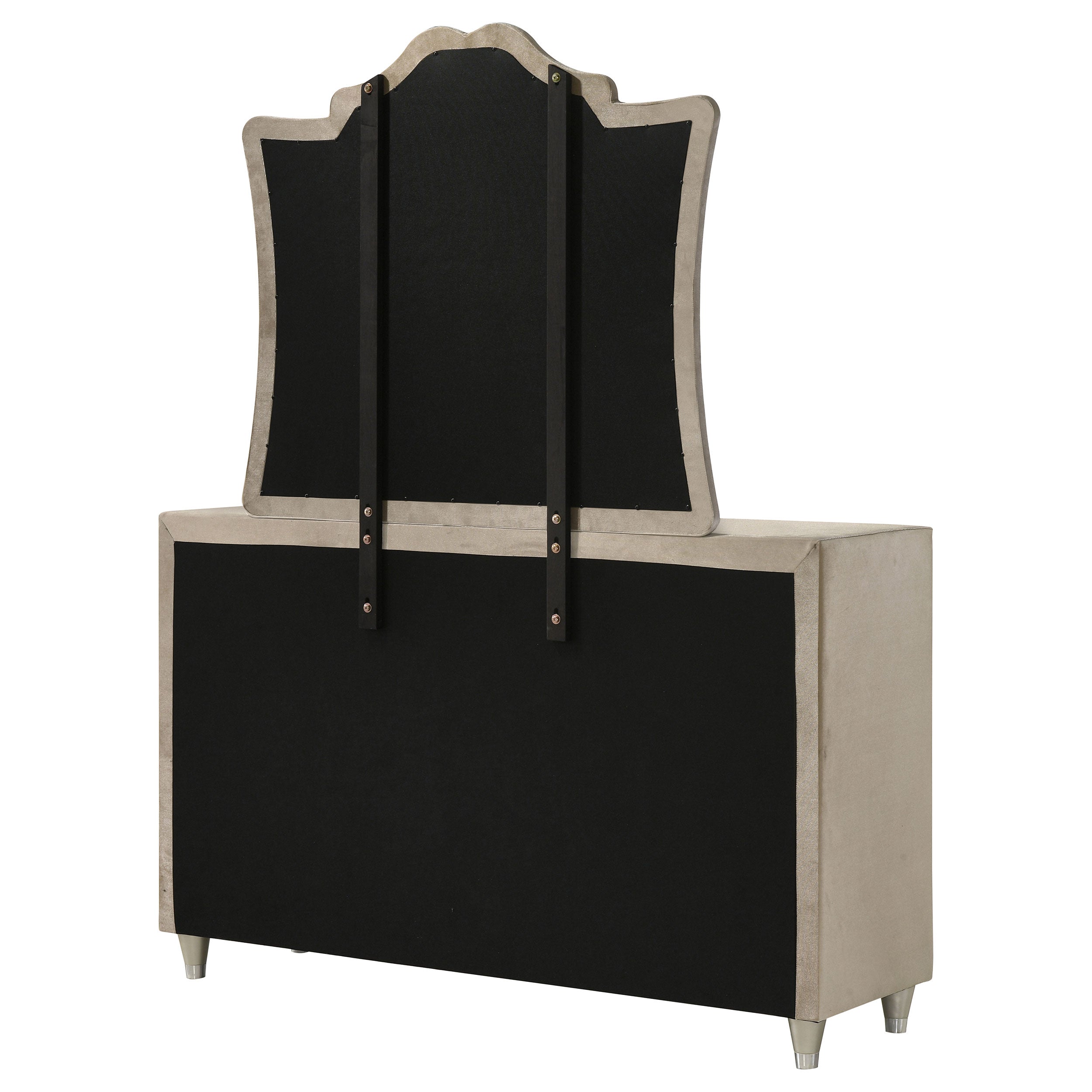 Antonella 7-drawer Upholstered Dresser with Mirror Ivory — view 8