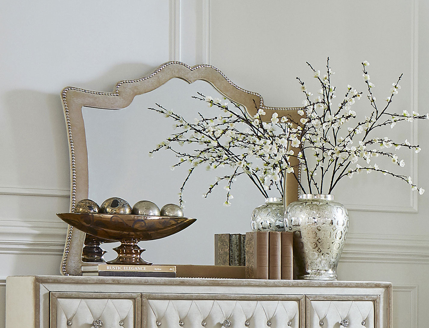 Antonella Upholstered Dresser Mirror Camel — view 2