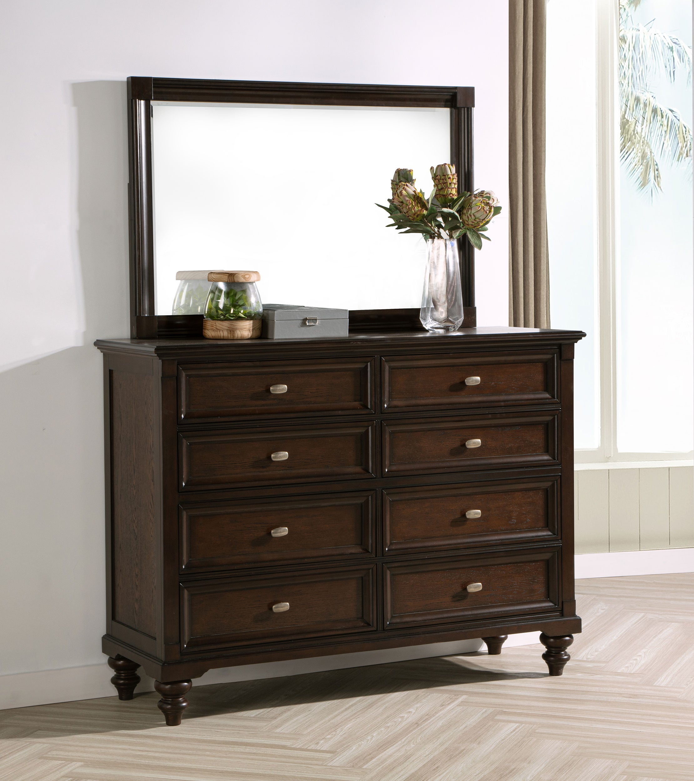 Andover 8-drawer Dresser and Mirror Dark Oak — view 2