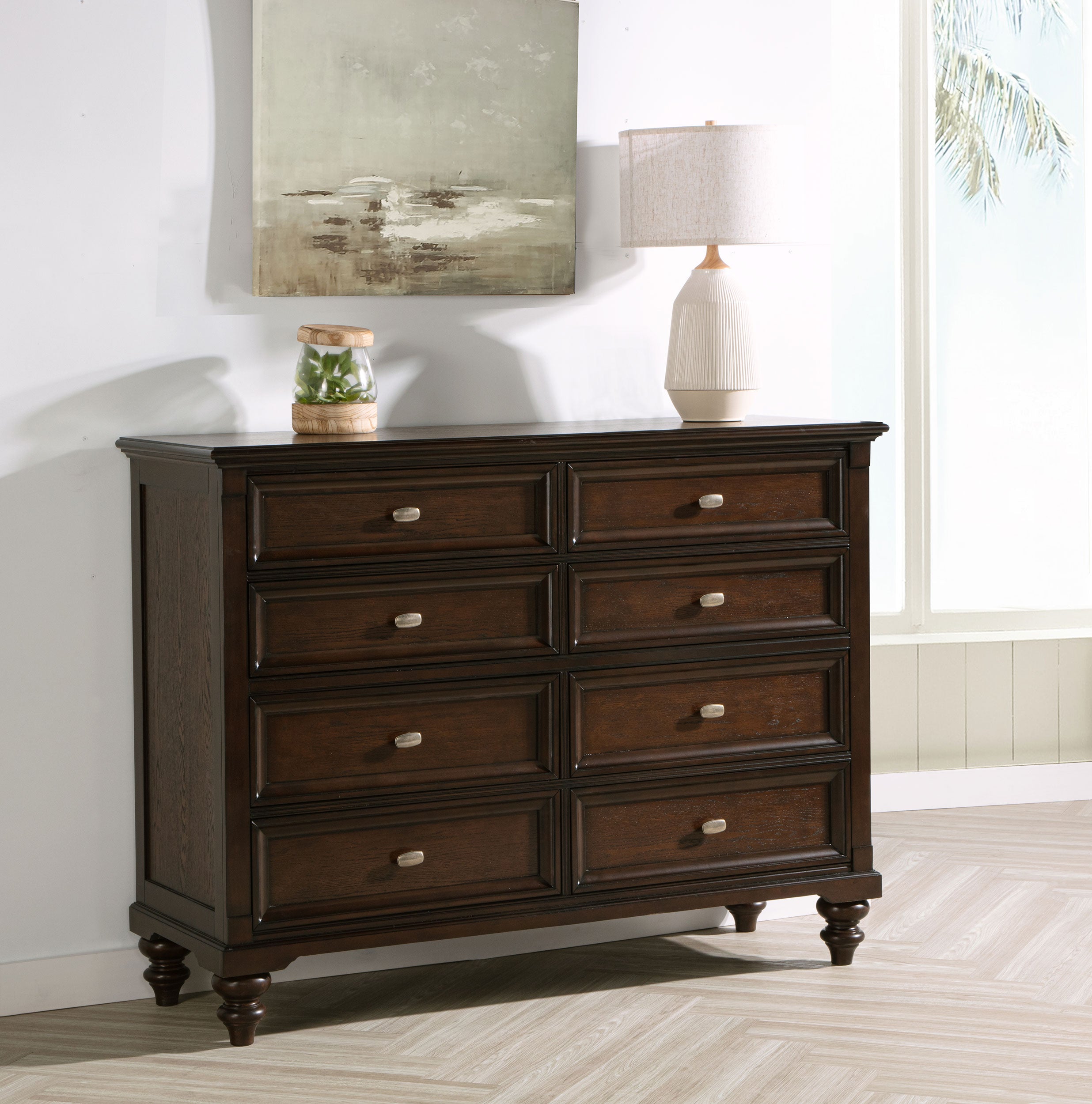 Andover 8-drawer Dresser Cabinet Dark Oak — view 2