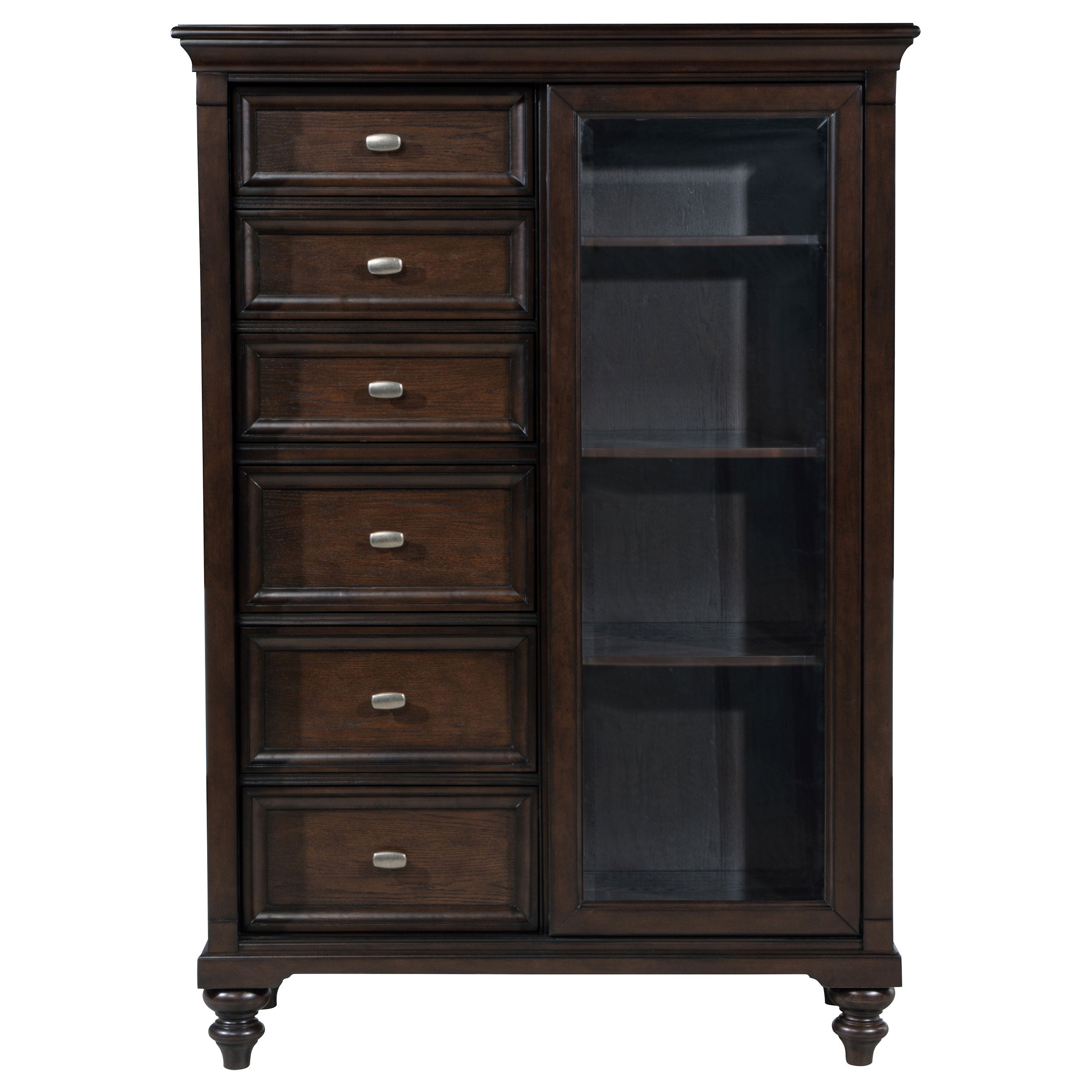 Andover 6-drawer Tempered Glass Door Chest Dark Oak — view 3