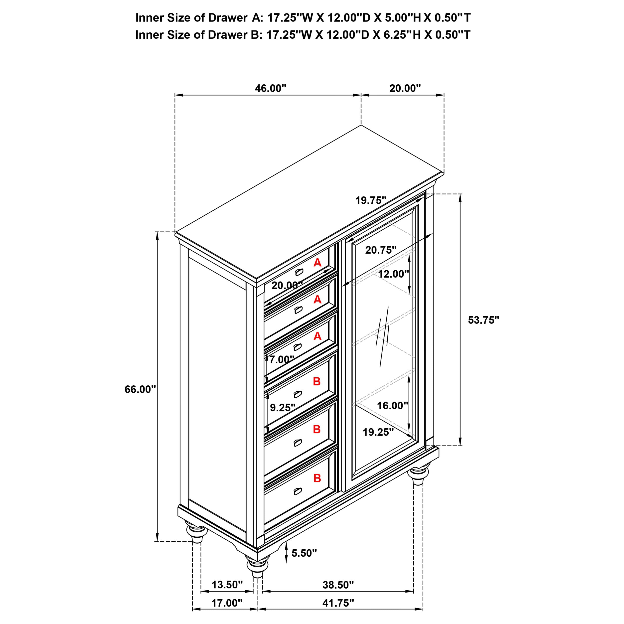 Andover 6-drawer Tempered Glass Door Chest Dark Oak — view 11