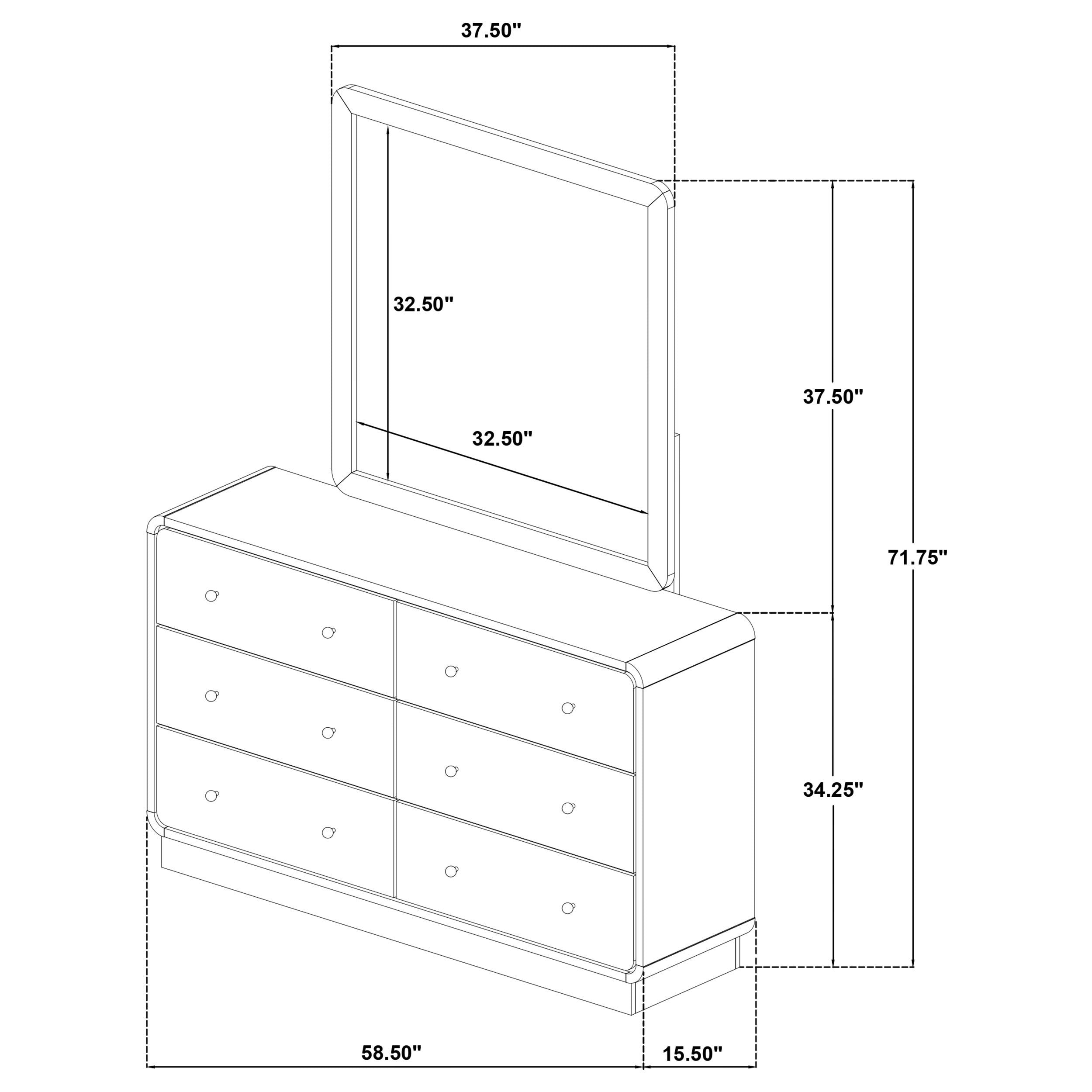 Cavelle 6-drawer Dresser and Mirror Black — view 13