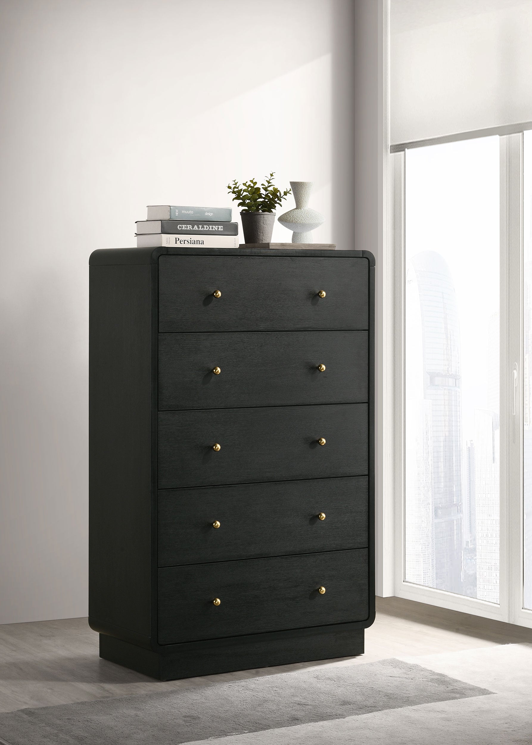 Cavelle 5-drawer Chest of Drawers Black — view 2