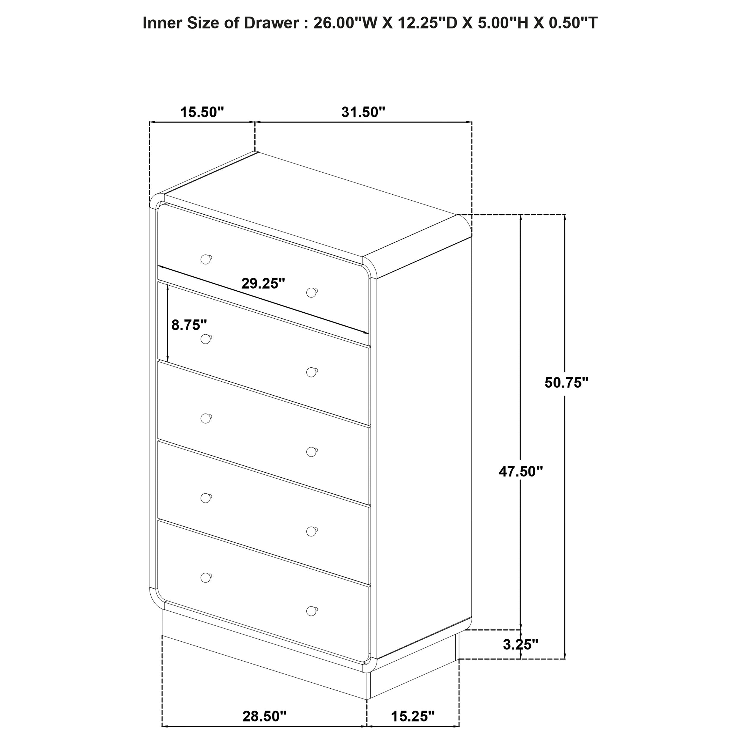 Cavelle 5-drawer Chest of Drawers Black — view 13