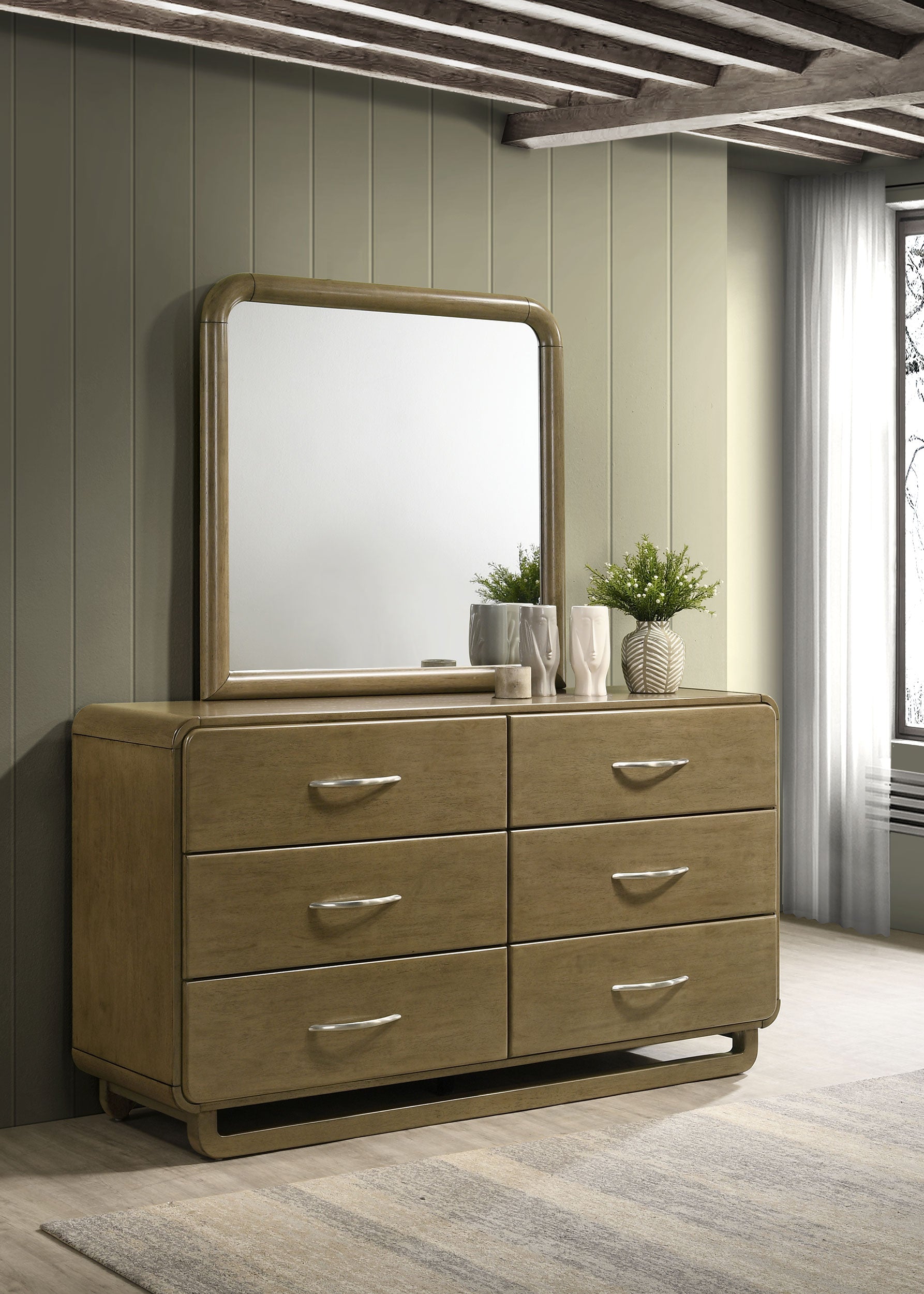 Amsbury 6-drawer Dresser and Mirror Nutmeg — view 2