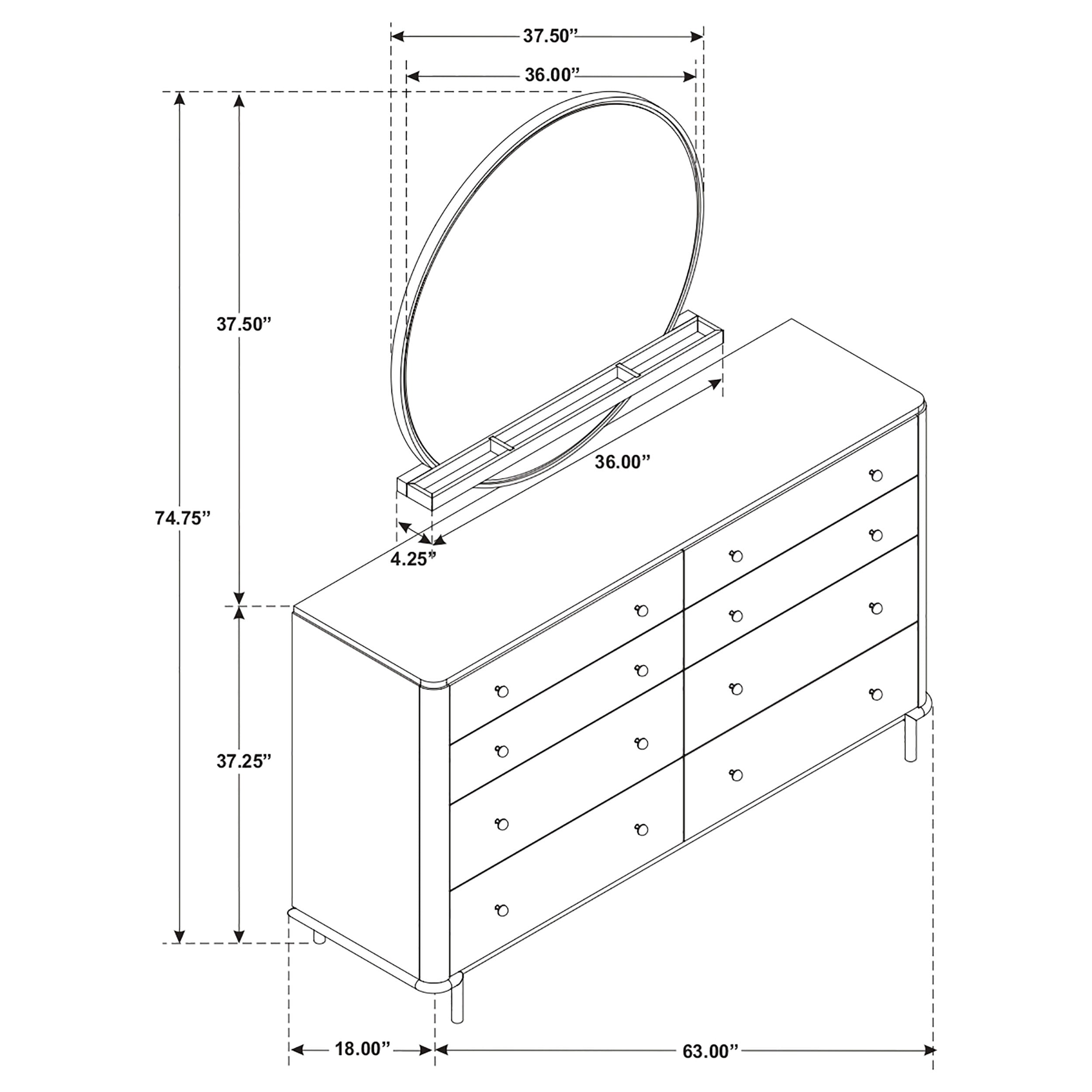 Arini 8-drawer Dresser with Mirror Sand Wash — view 9