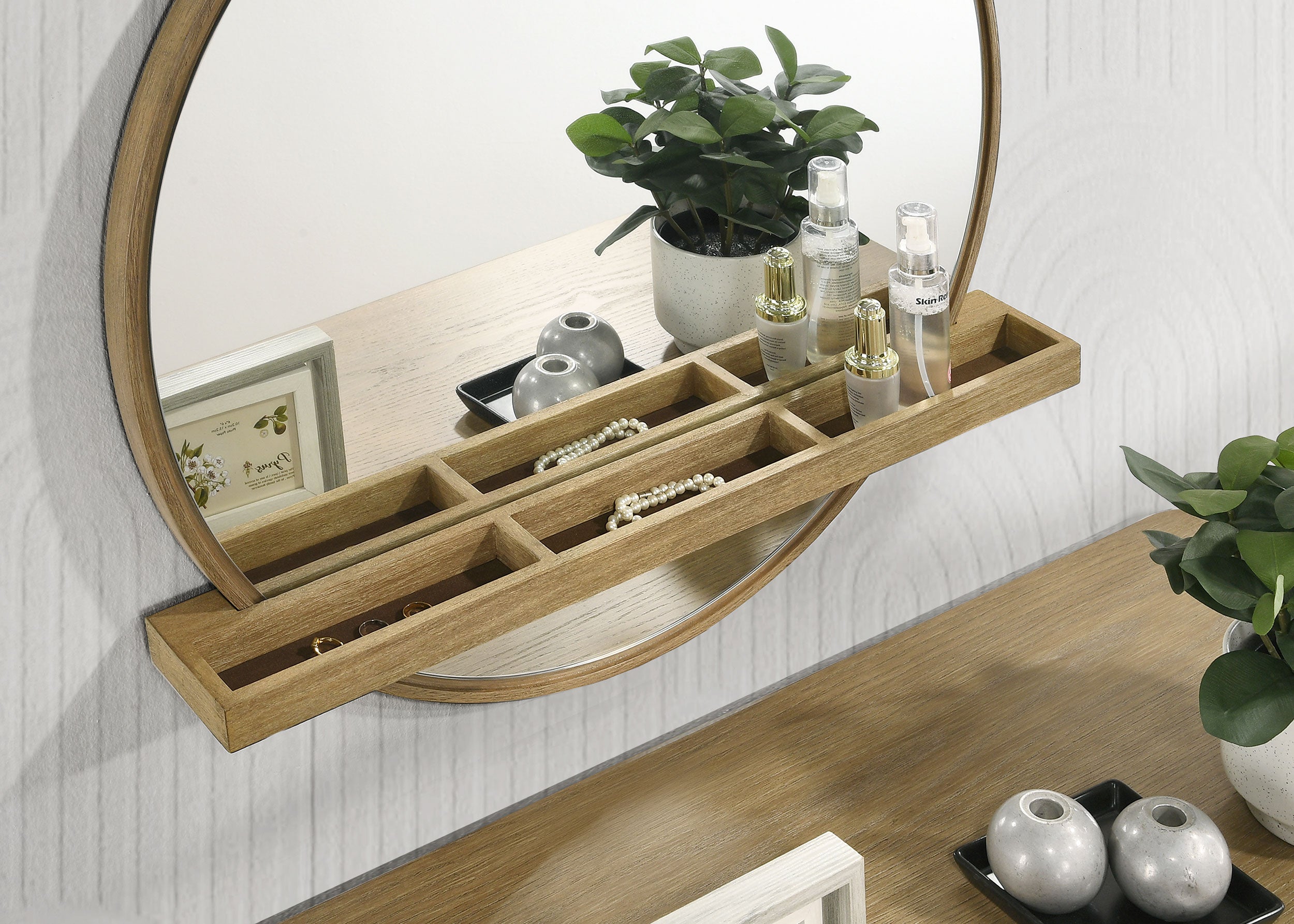 Arini 2-piece Makeup Vanity Table and Mirror Set Sand Wash — view 8