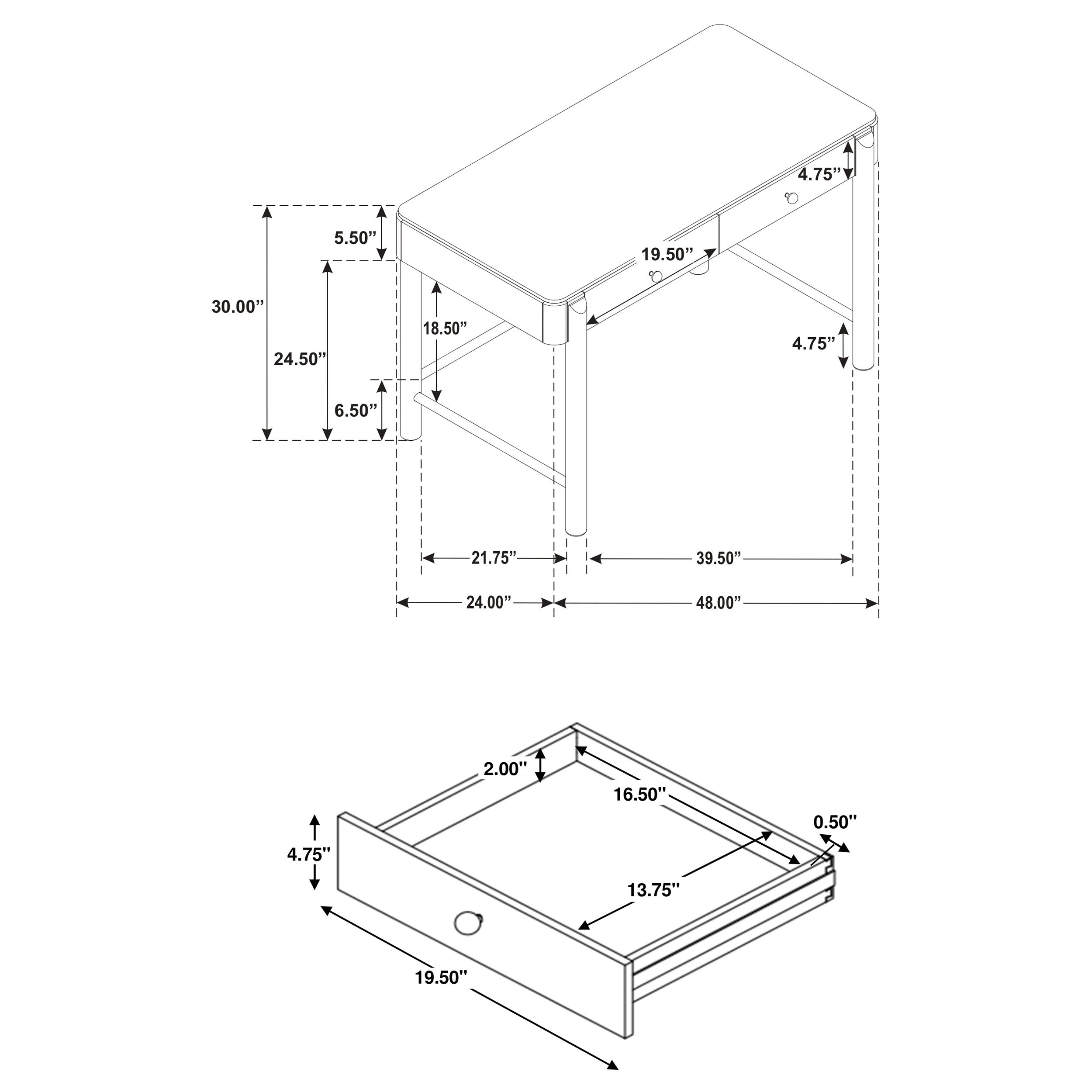 Arini 2-drawer Vanity Desk Makeup Table Sand Wash — view 9
