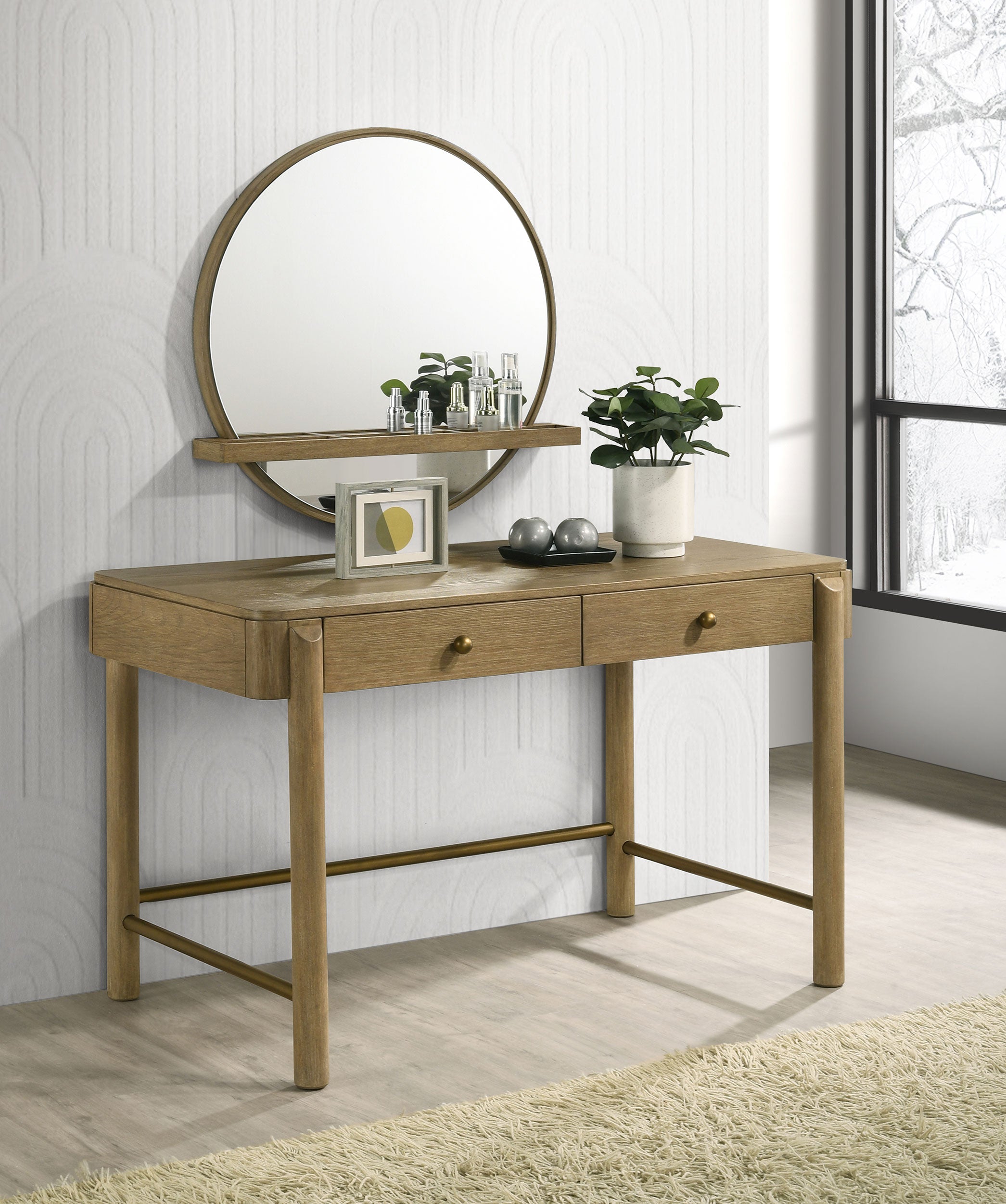 Arini 2-drawer Vanity Desk Makeup Table Sand Wash — view 10