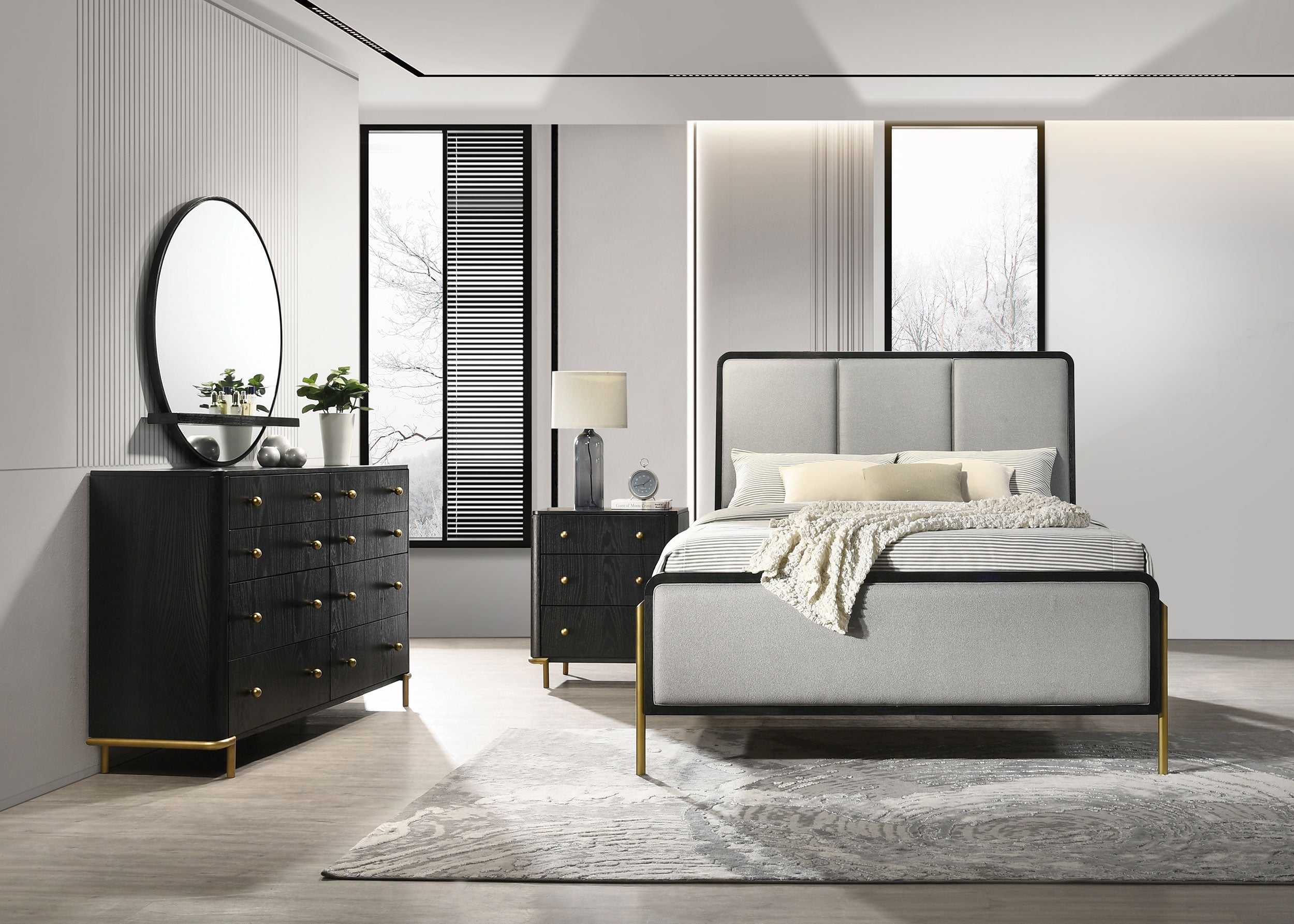 Arini 4-piece Eastern King Bedroom Set Black and Grey — view 1