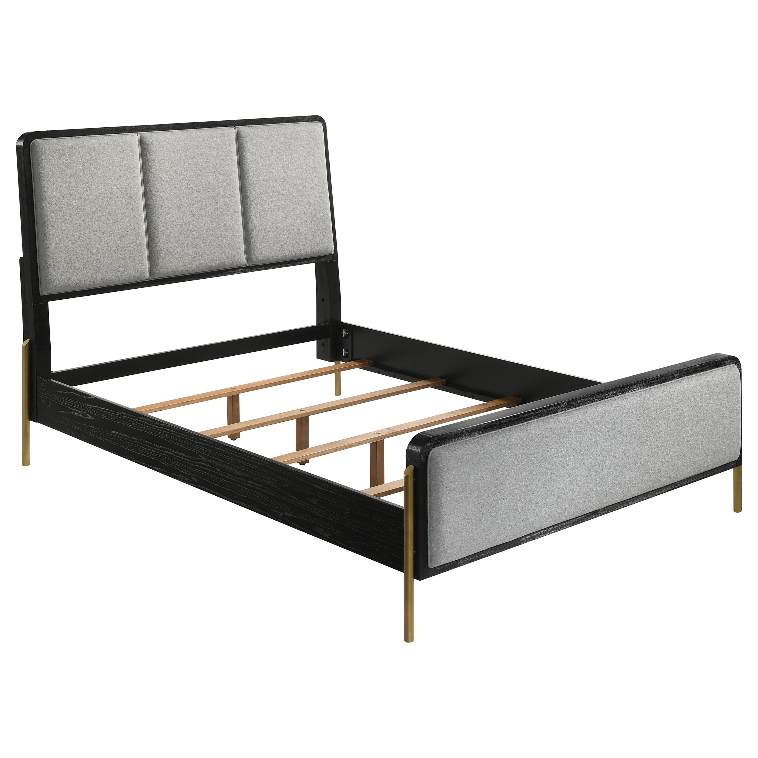 Arini Upholstered Eastern King Panel Bed Black and Grey — view 1