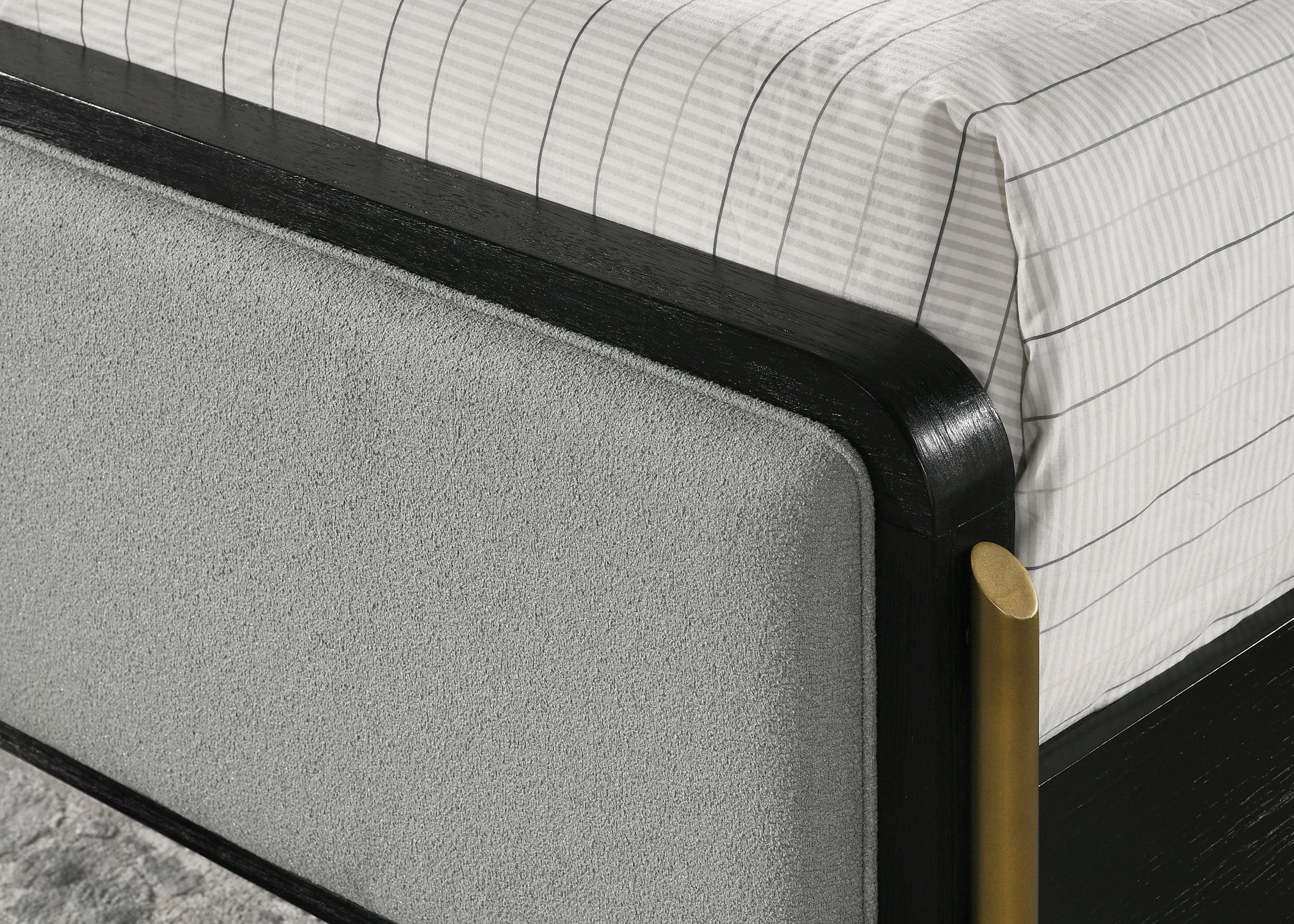 Arini Upholstered Eastern King Panel Bed Black and Grey — view 6