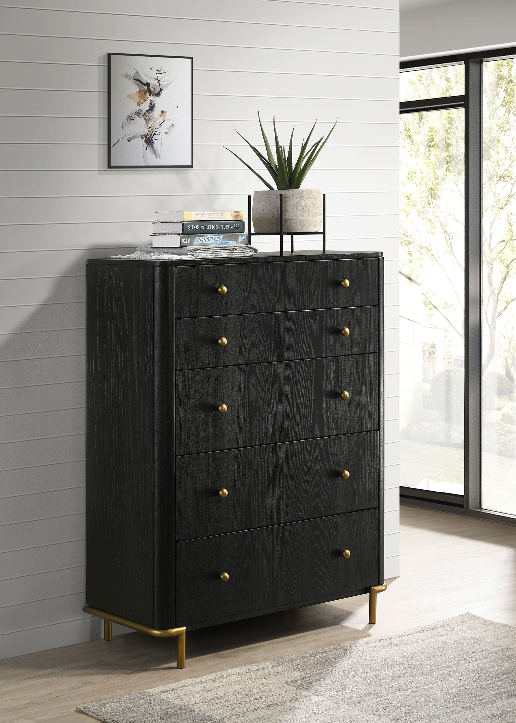 Arini 5-drawer Bedroom Chest Black — view 2