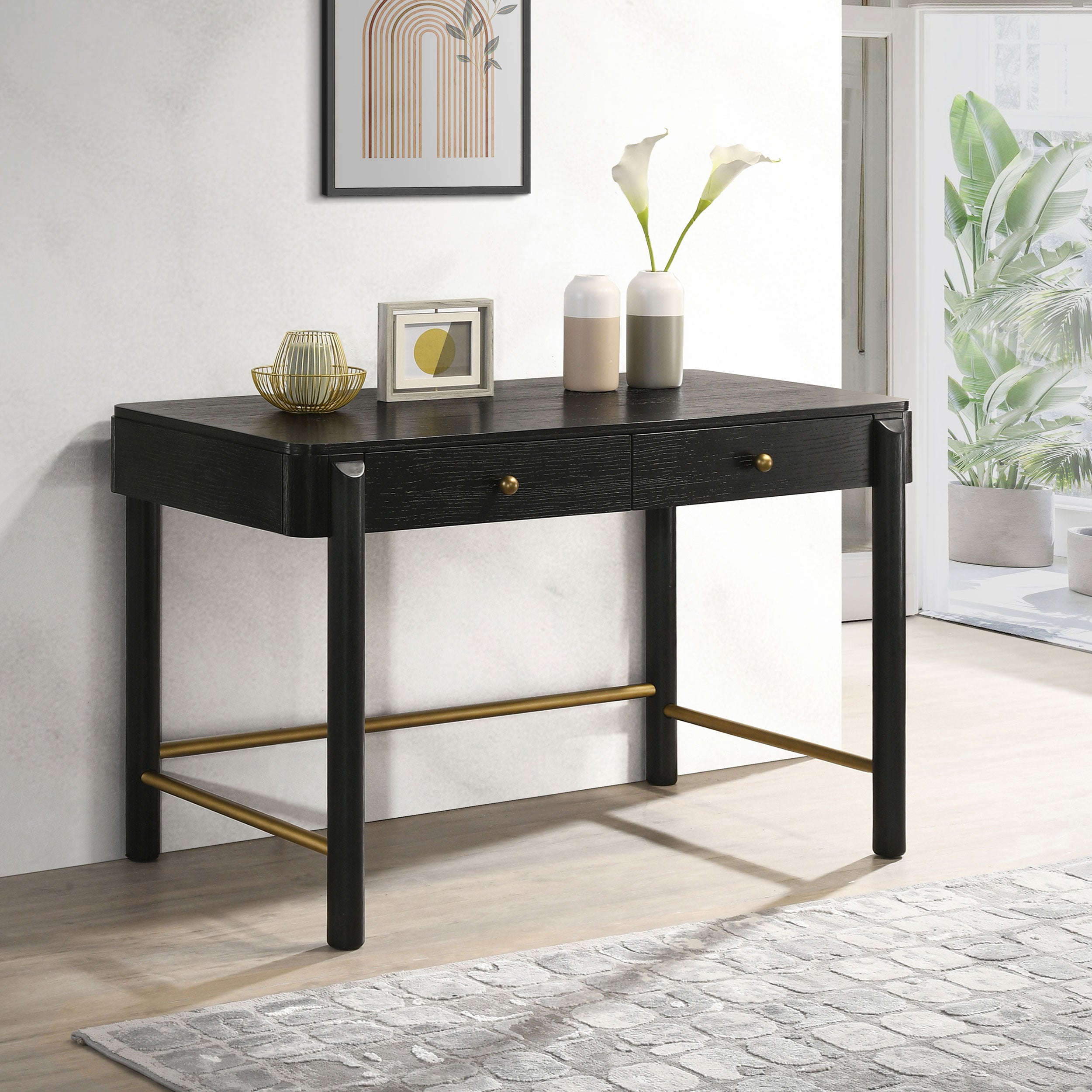 Arini 2-drawer Vanity Desk Makeup Table Black — view 2