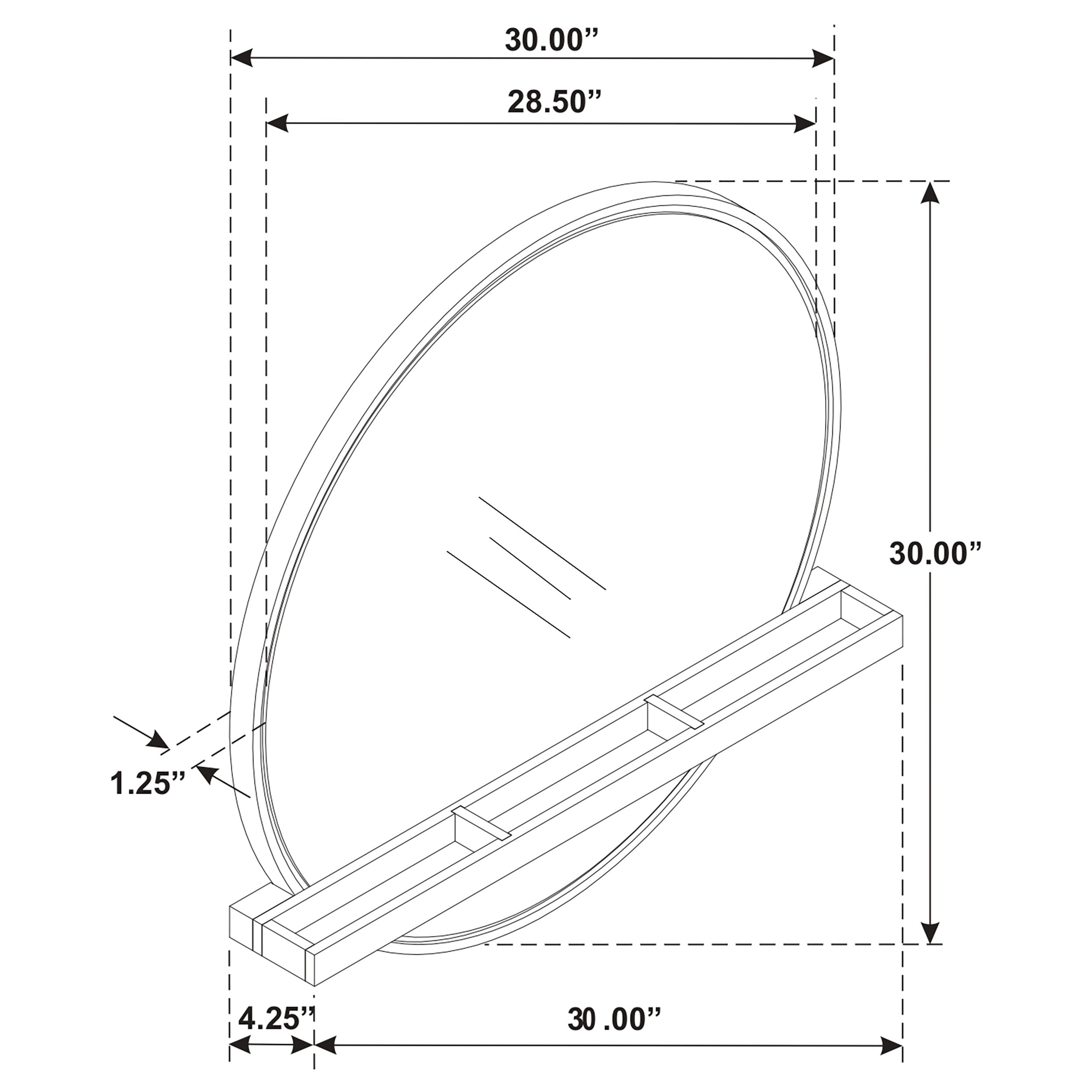 Arini Round Vanity Wall Mirror with Shelf Black — view 6