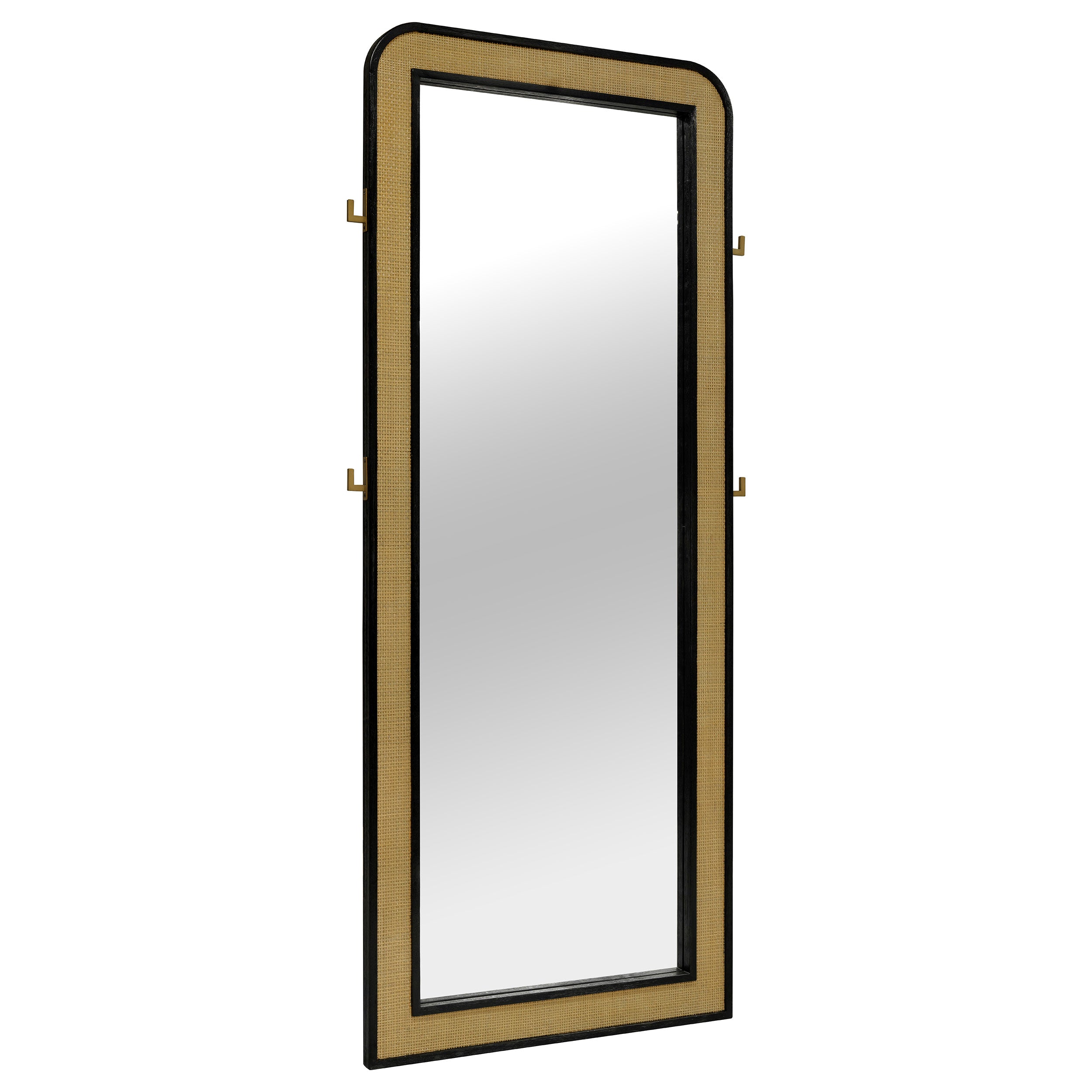 Arini Cane Weave Full Length Standing Floor Mirror Black — view 2