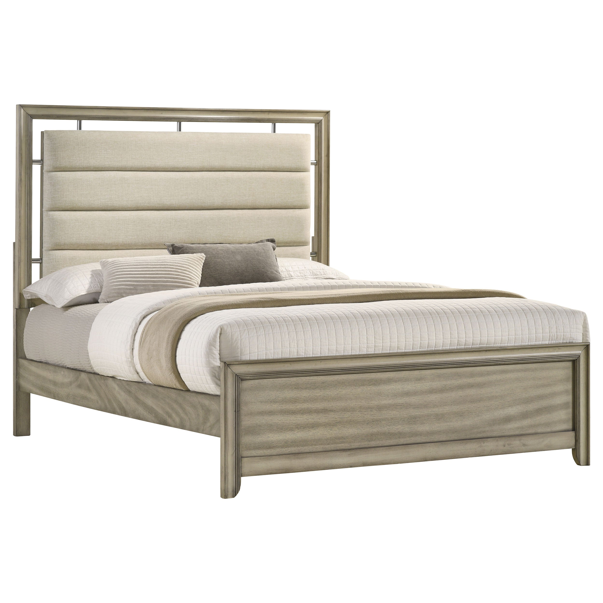 Giselle Wood California King Panel Bed Rustic Beige — view 3