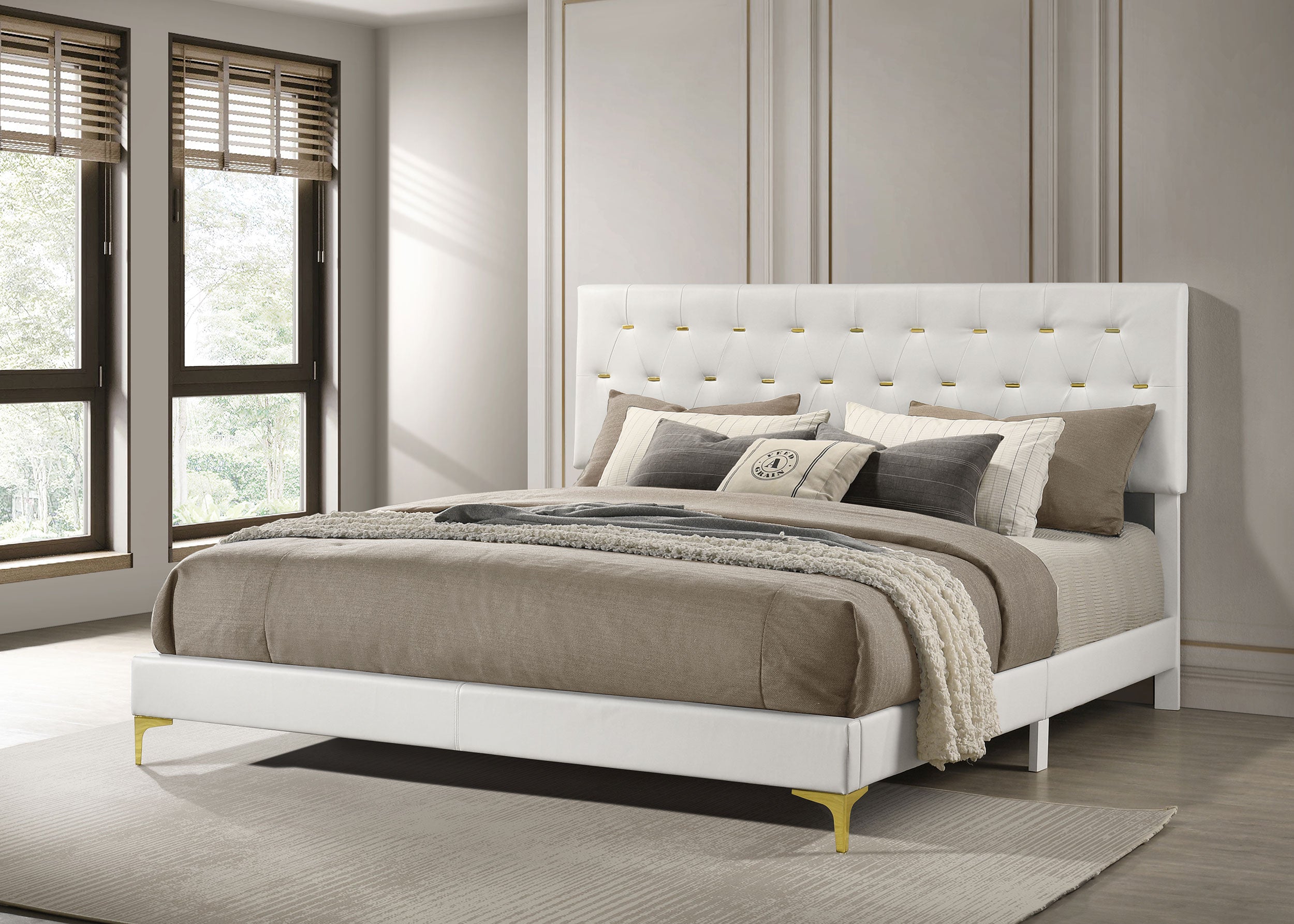 Kendall Upholstered Eastern King Panel Bed White — view 2