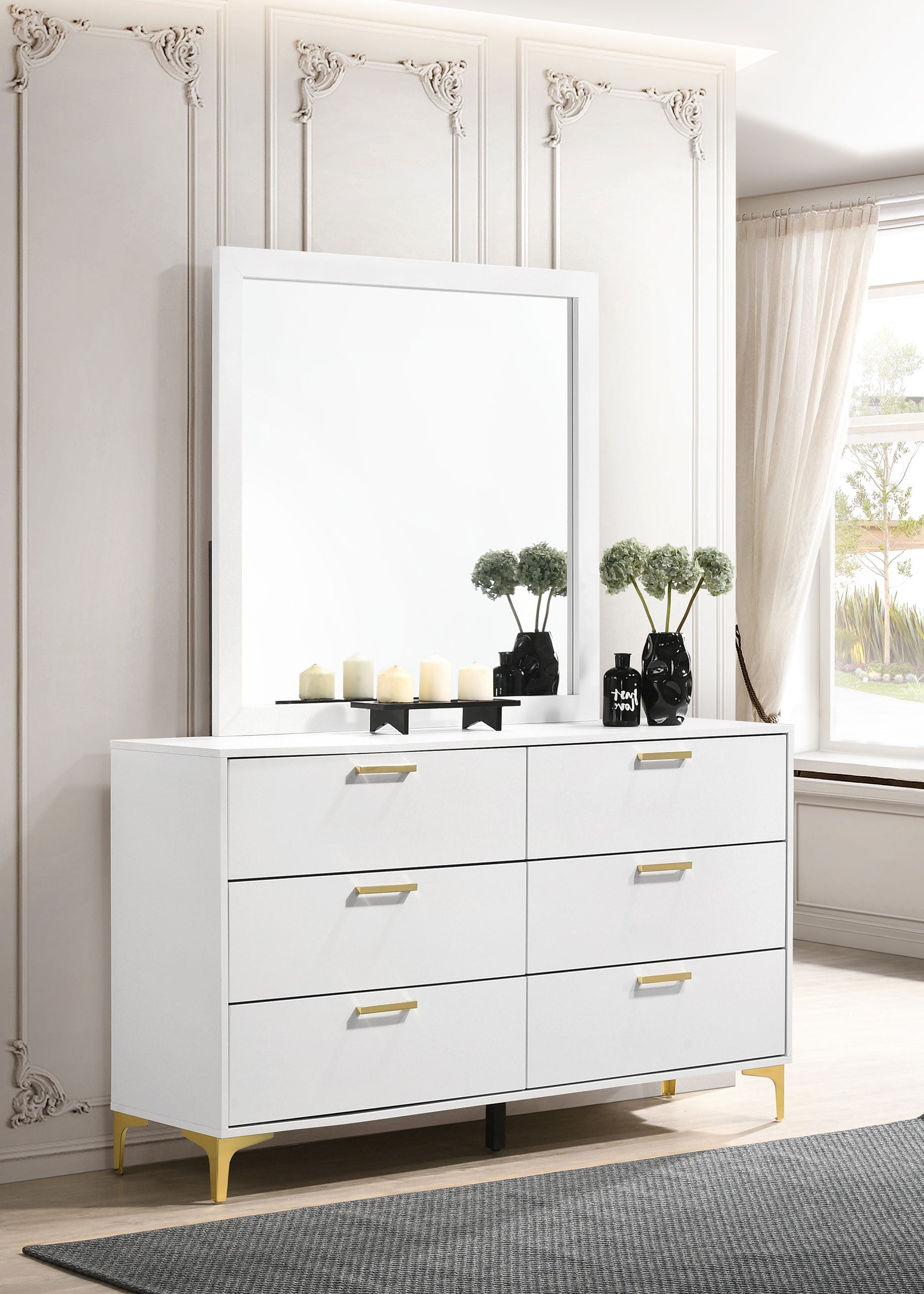 Kendall 6-drawer Dresser with Mirror White — view 2