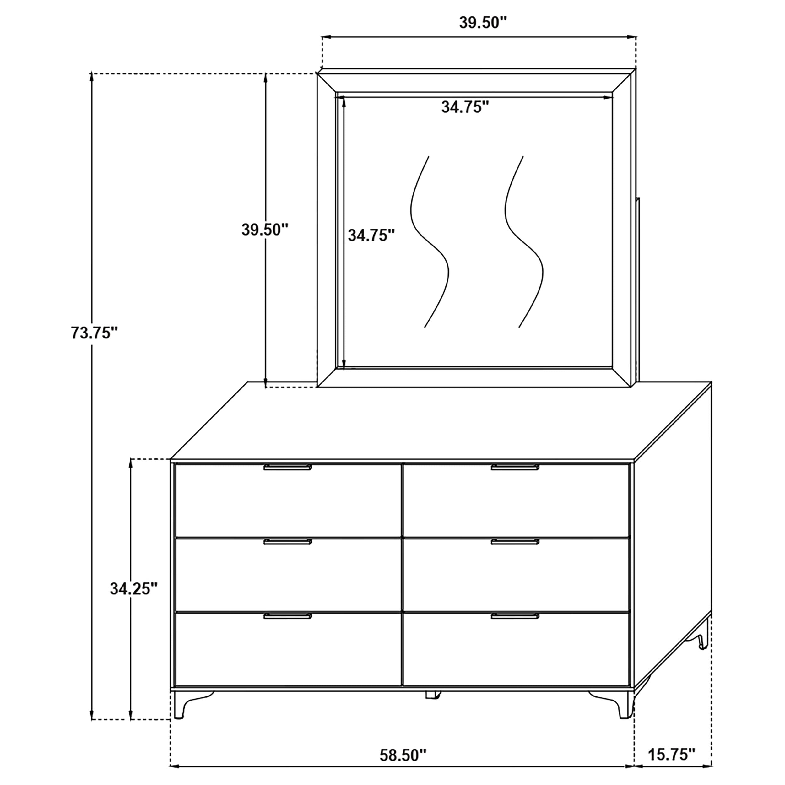 Kendall 6-drawer Dresser with Mirror White — view 10
